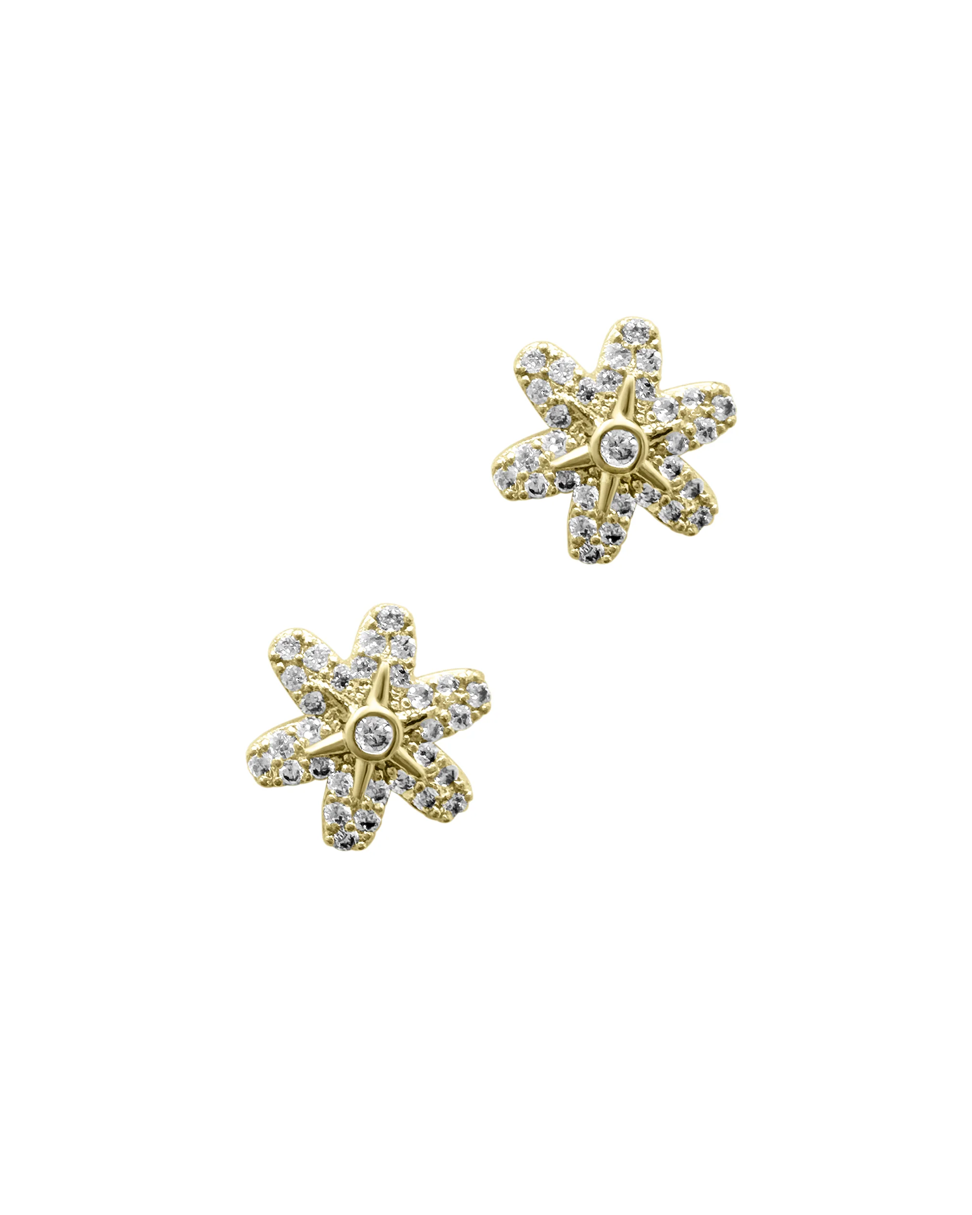 BOUCLES D'OREILLES EN PLAQUE OR MOTIF FLEUR
