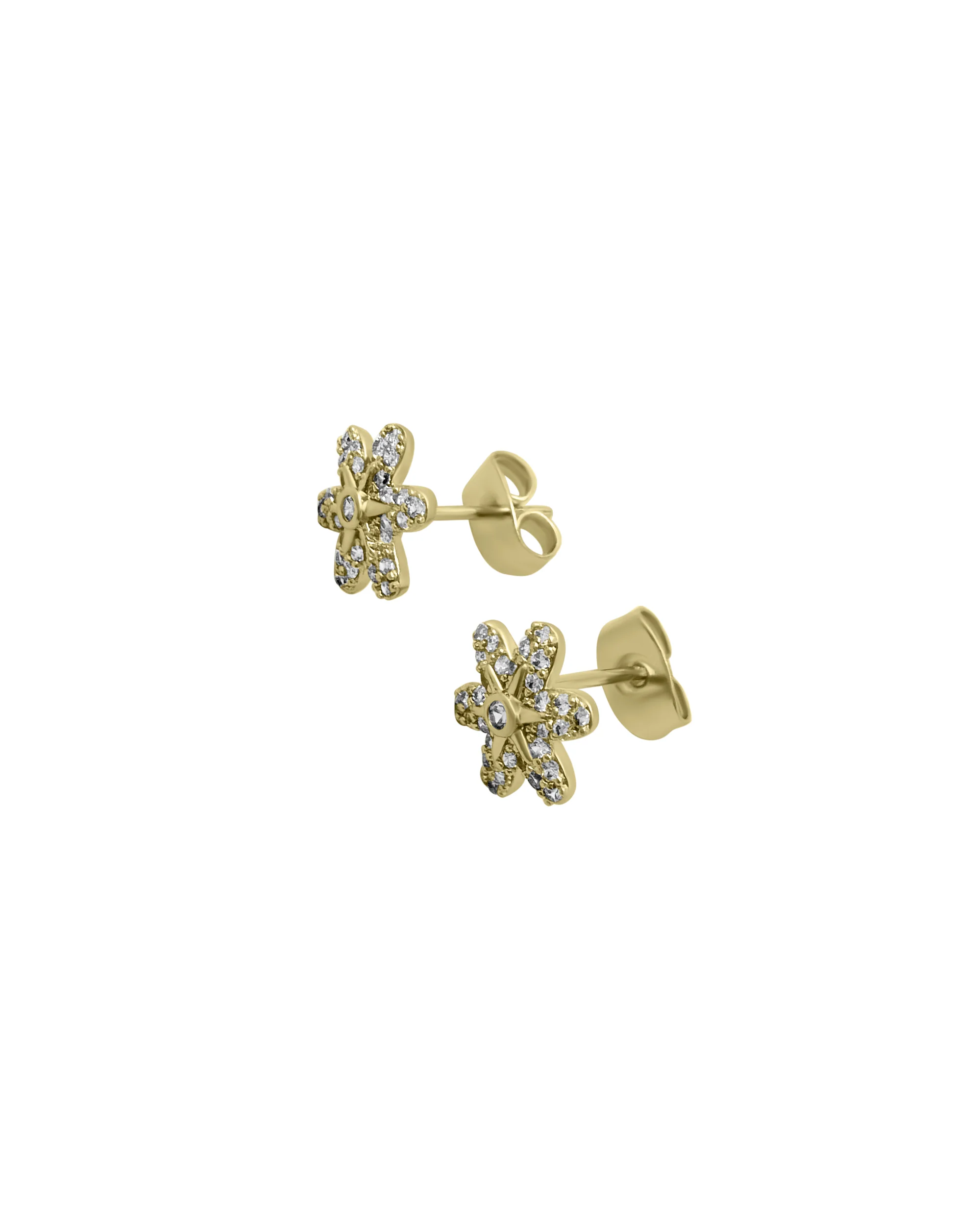 BOUCLES D'OREILLES EN PLAQUE OR MOTIF FLEUR - Image 3