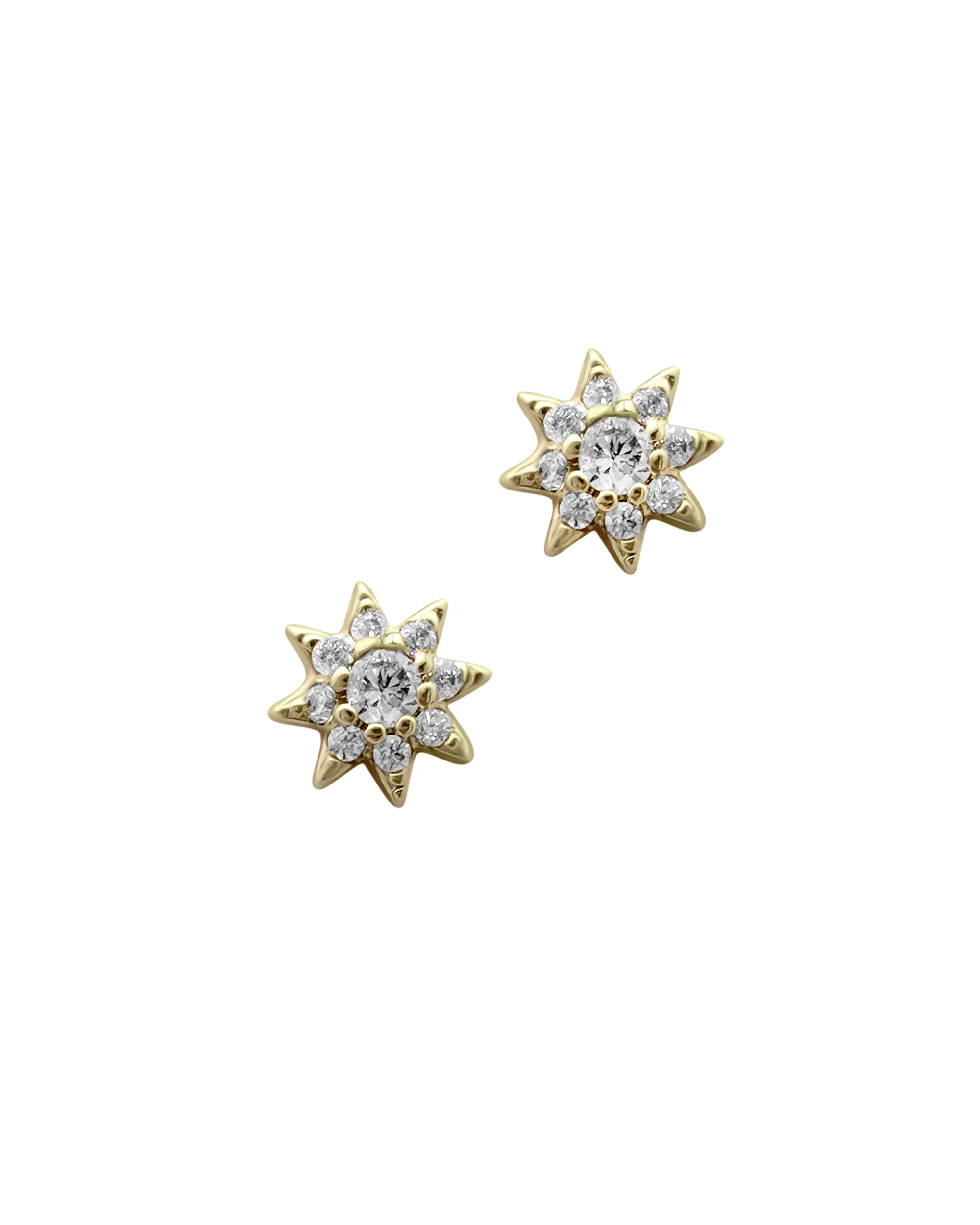 BOUCLES D'OREILLES EN PLAQUE OR SOLEIL AVEC ZIRCONIUM