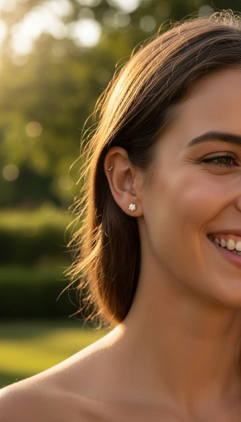 BOUCLES D'OREILLES EN PLAQUE OR SOLITAIRE 5 MM - Image 2