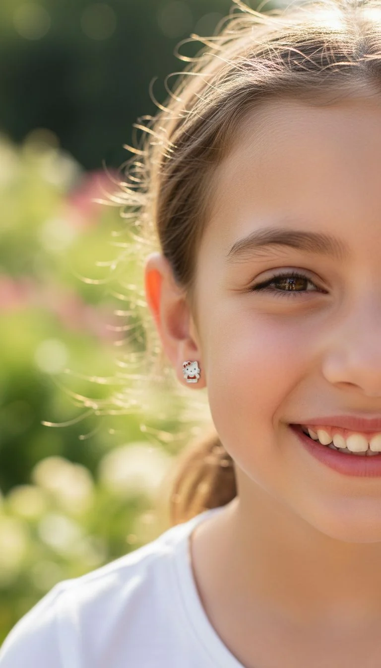 BOUCLES D'OREILLES ENFANT EN ARGENT HELLO KITTY - Image 2