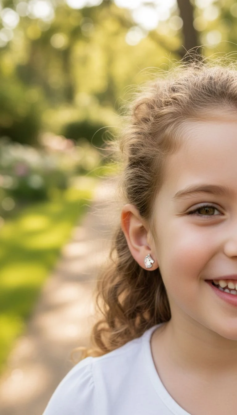 BOUCLES D'OREILLES ENFANT EN ARGENT LICORNE - Image 2
