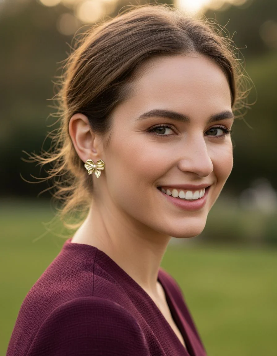 BOUCLES D'OREILLES MOTIF NOEUD AVEC PERLE - Image 2