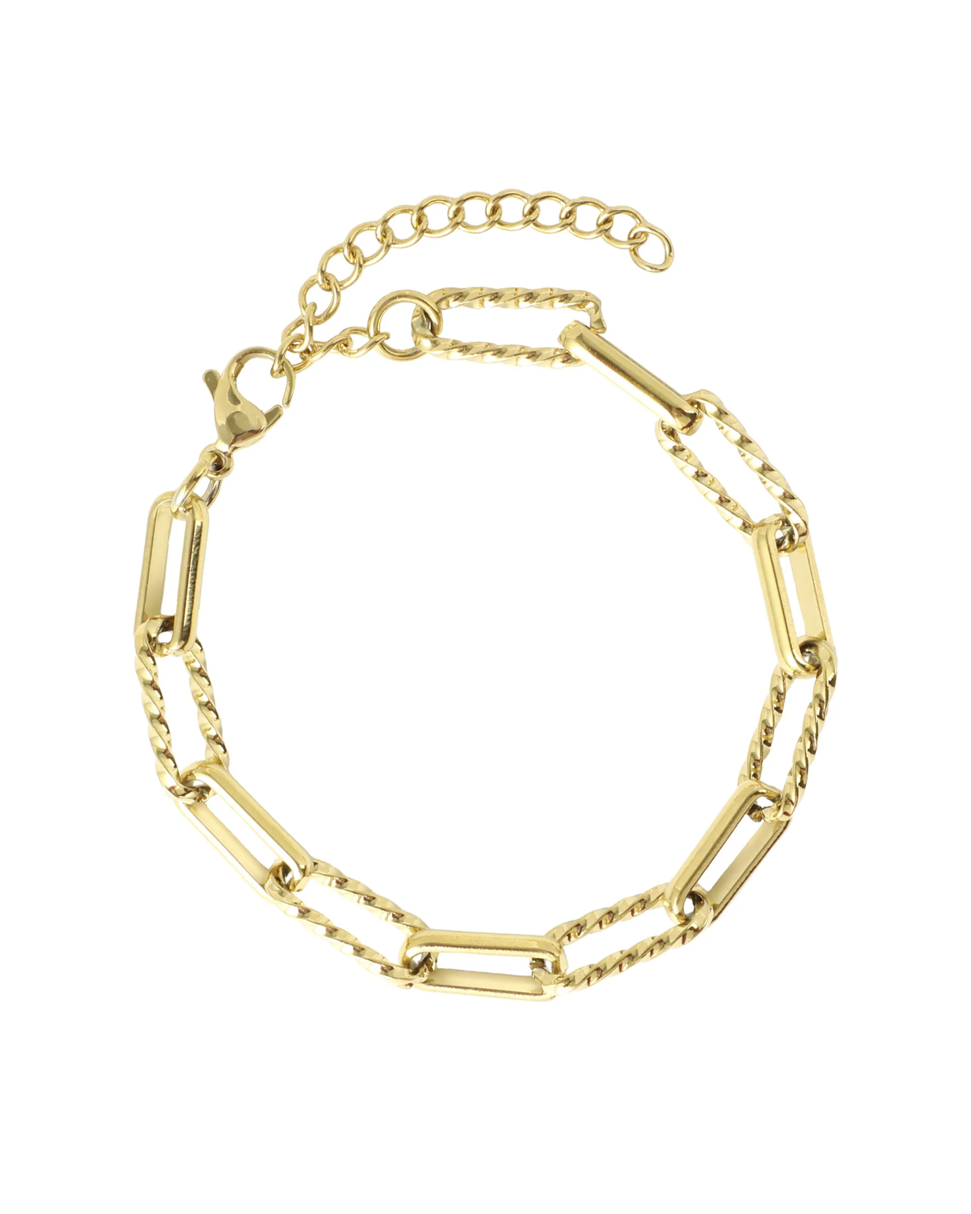 BRACELET ACIER DORE MOTIF RECTANGLE