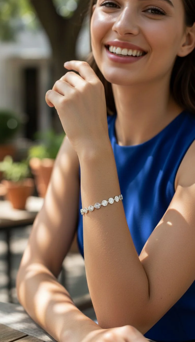BRACELET EN ACIER AVEC PASTILLES STRIEES - Image 2