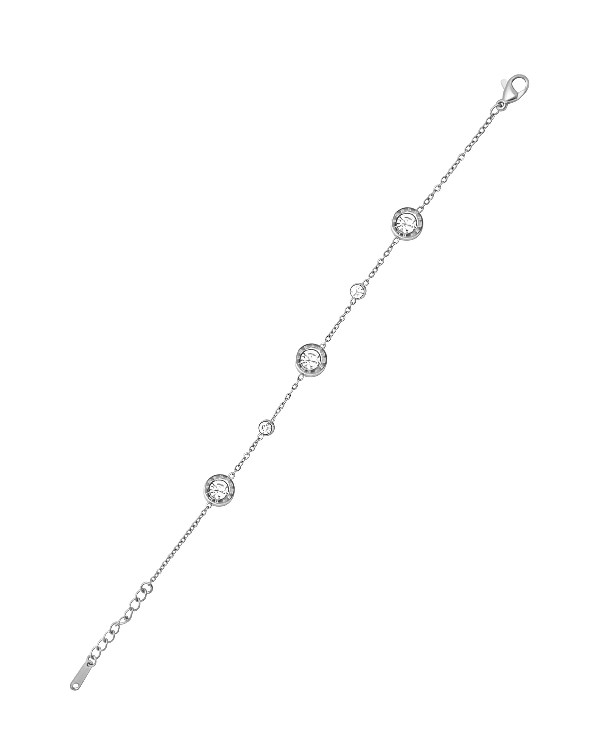 BRACELET EN ACIER AVEC RONDS, MOTIF CHIFFRES ROMAINS ET STRASS - Image 3