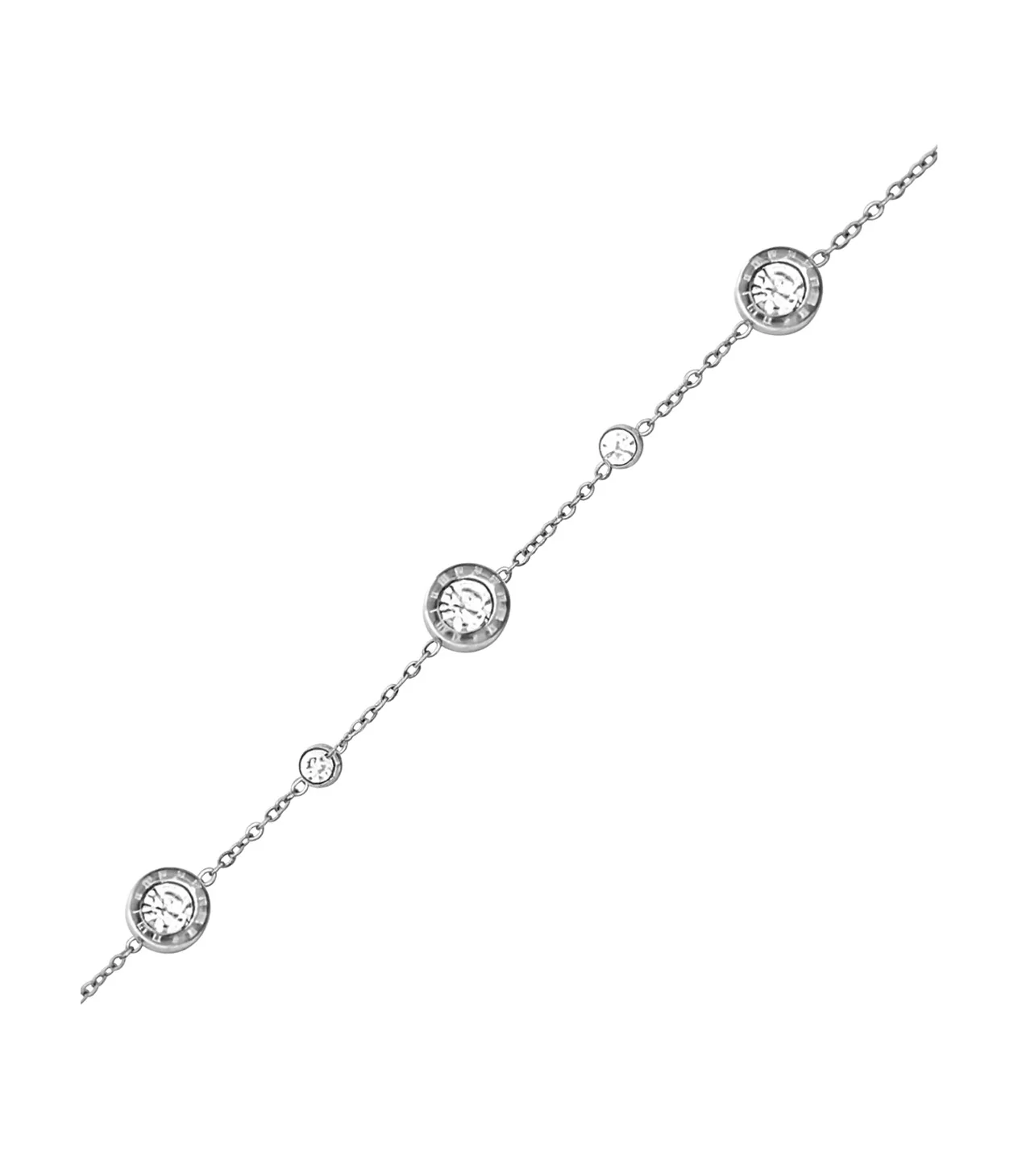 BRACELET EN ACIER AVEC RONDS, MOTIF CHIFFRES ROMAINS ET STRASS - Image 4