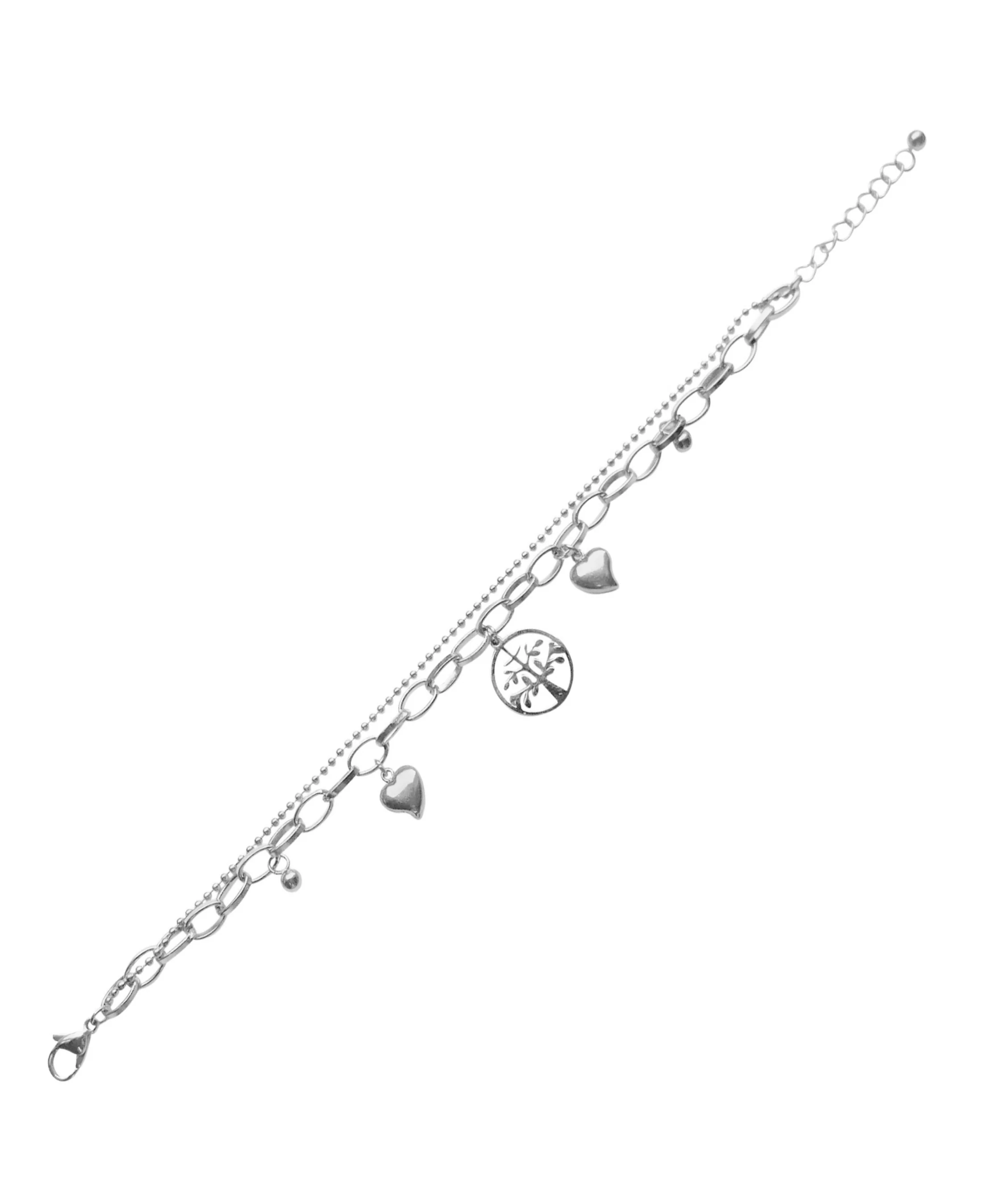 BRACELET EN ACIER COEURS ET ARBRE DE VIE PENDANT - Image 3