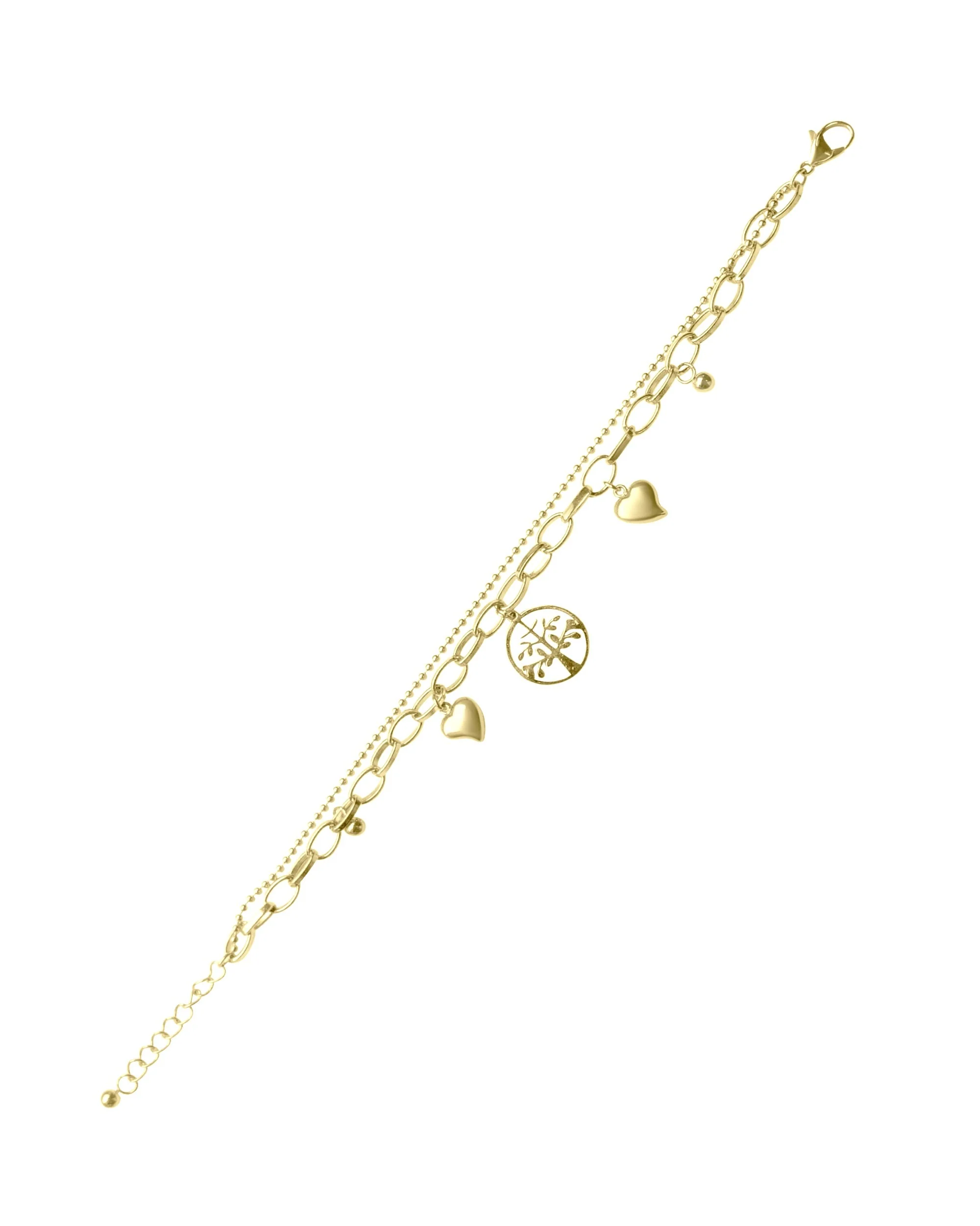 BRACELET EN ACIER COEURS ET ARBRE DE VIE PENDANTS - Image 3