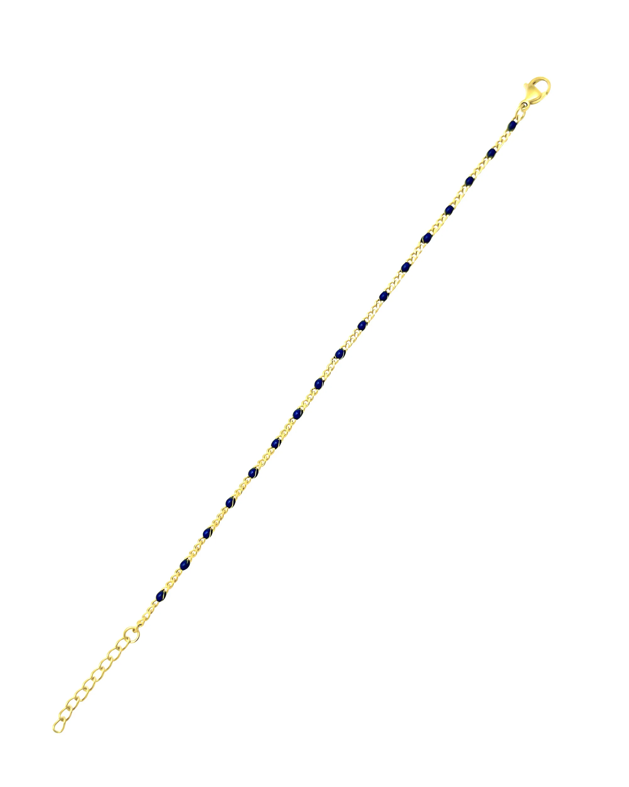 BRACELET EN ACIER DORÉ AVEC BILLES BLEUES - Image 3