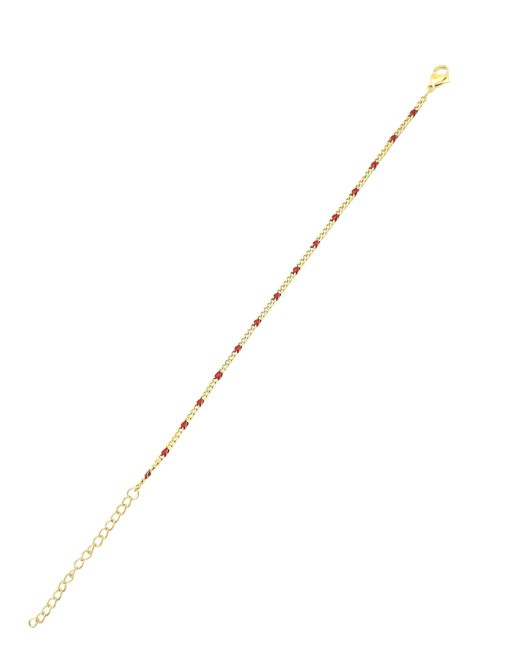 BRACELET EN ACIER DORE AVEC BILLES ROUGES - Image 3