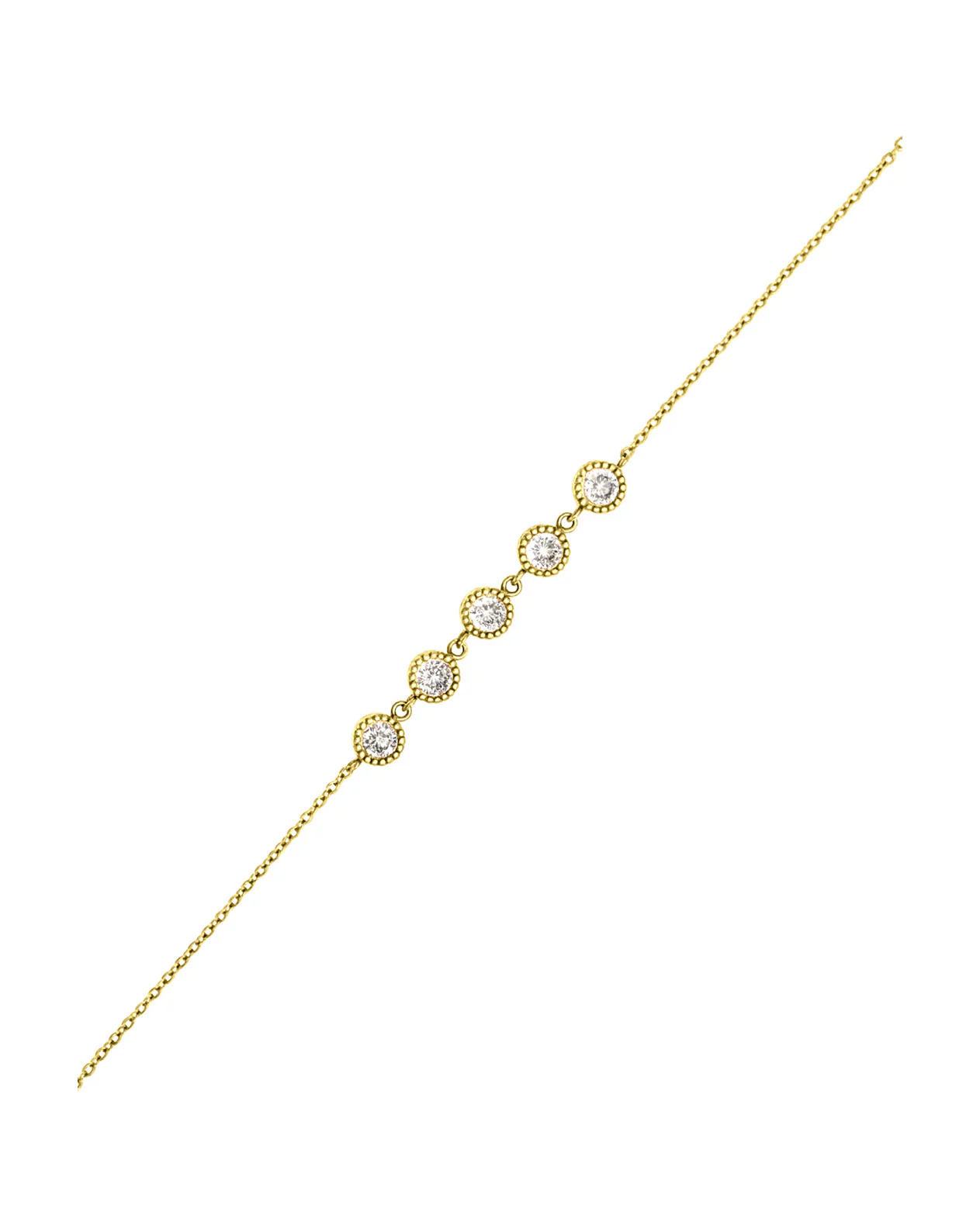 BRACELET EN ACIER DORE AVEC CERCLES ET ZIRCONIUM