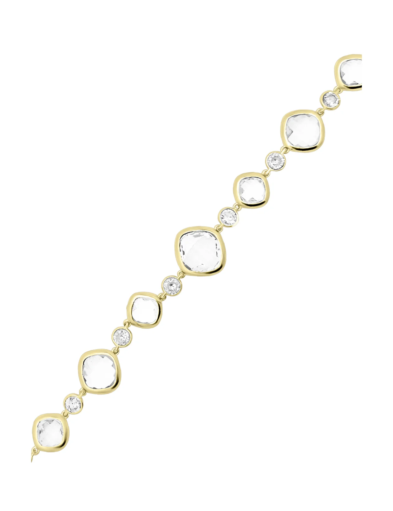 BRACELET EN ACIER DORE AVEC PIERRES BLANCHES FACETTEES