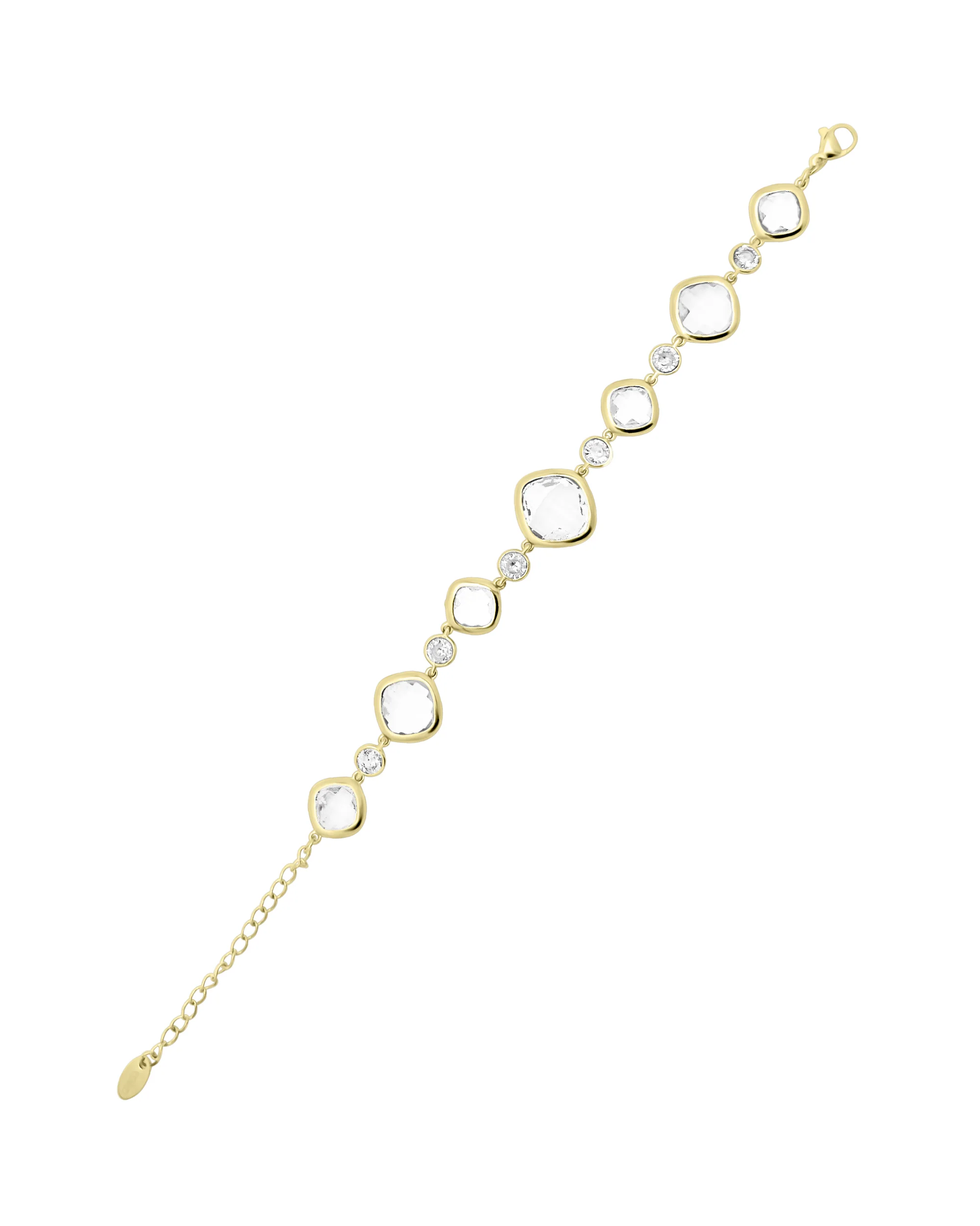 BRACELET EN ACIER DORE AVEC PIERRES BLANCHES FACETTEES - Image 3