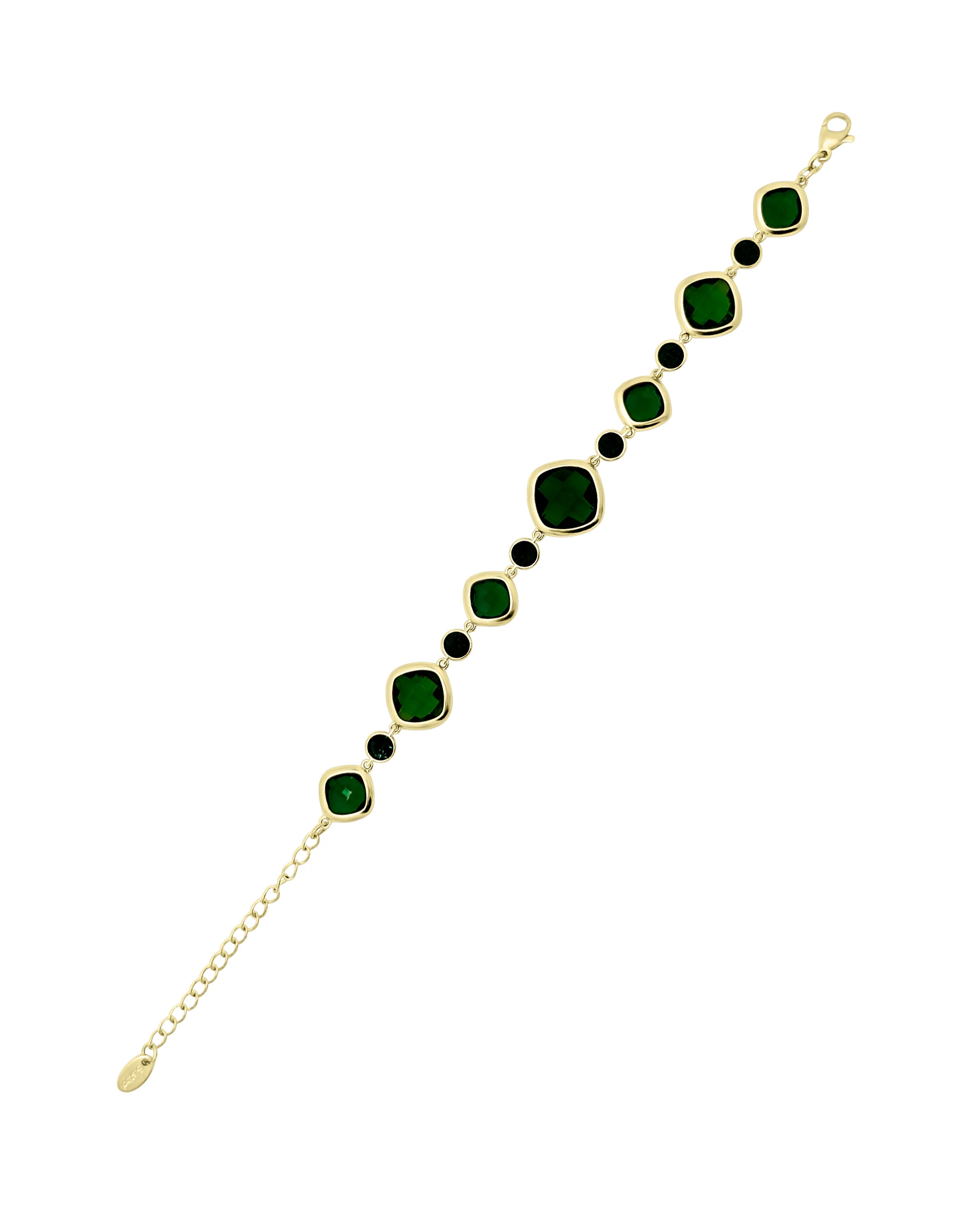 BRACELET EN ACIER DORE AVEC PIERRES EMERAUDE FACETTEES - Image 3