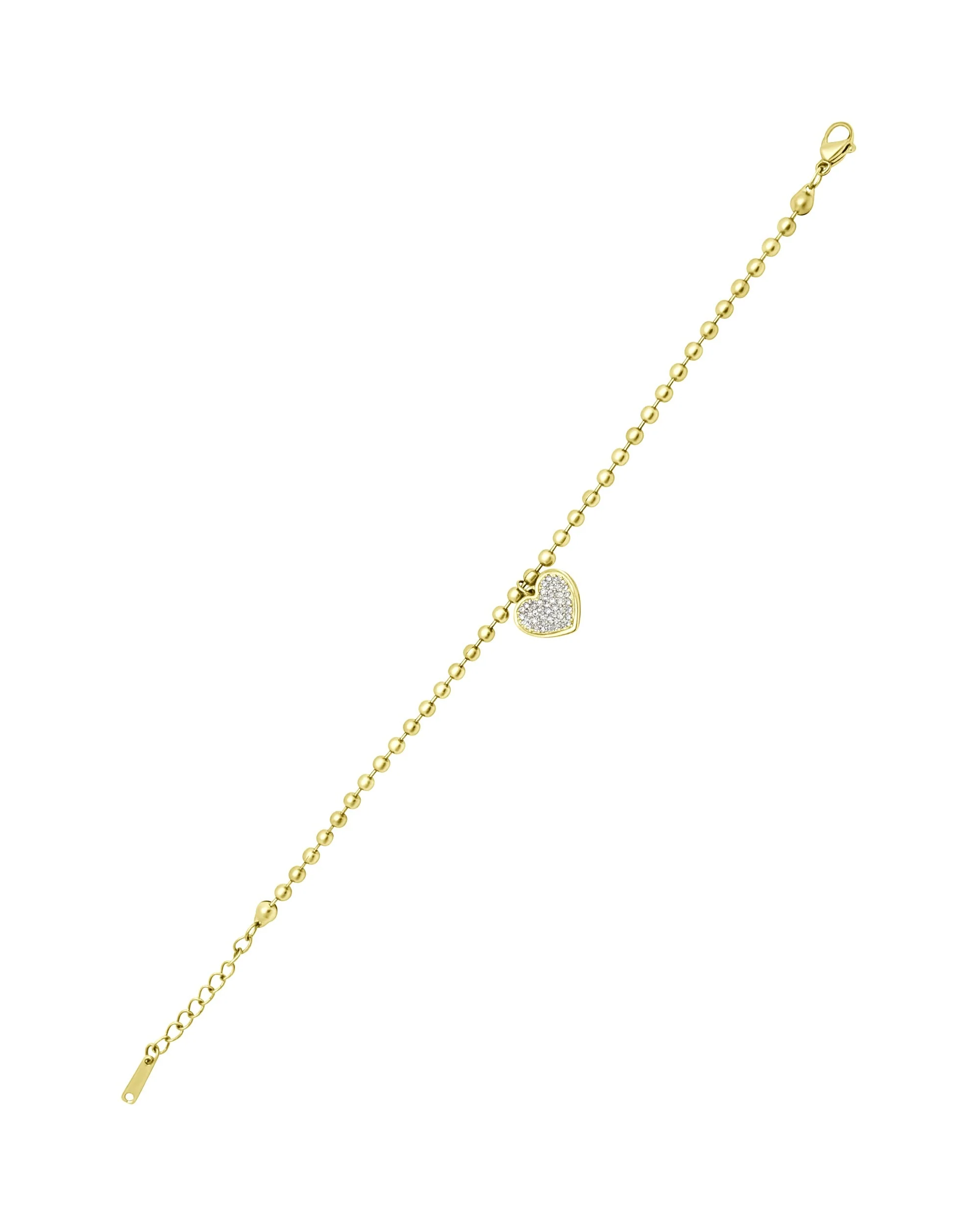 BRACELET EN ACIER DORE PENDENTIF CŒUR STRASS - Image 3