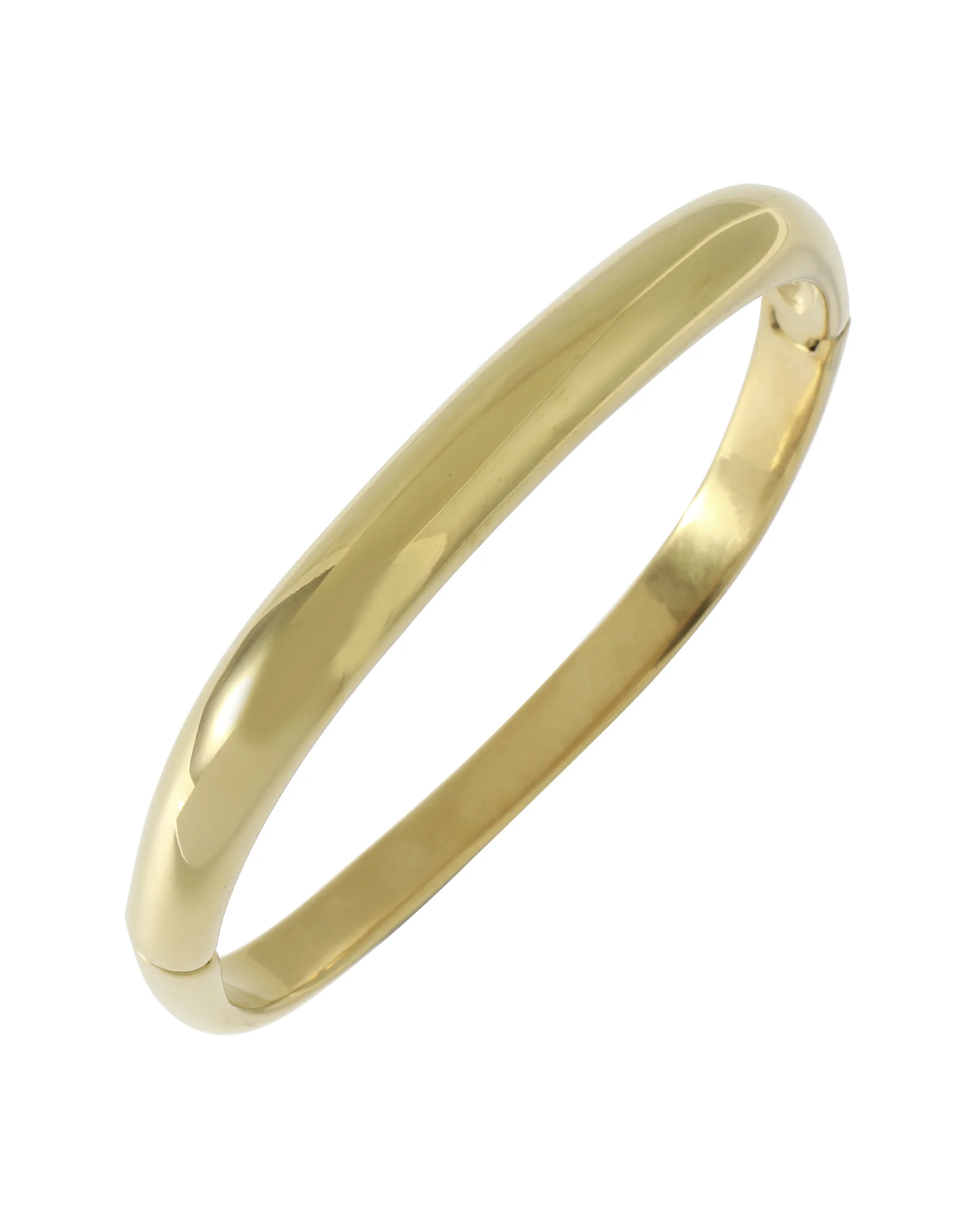 BRACELET EN ACIER DORE RIGIDE RECTANGULAIRE ARRONDIE