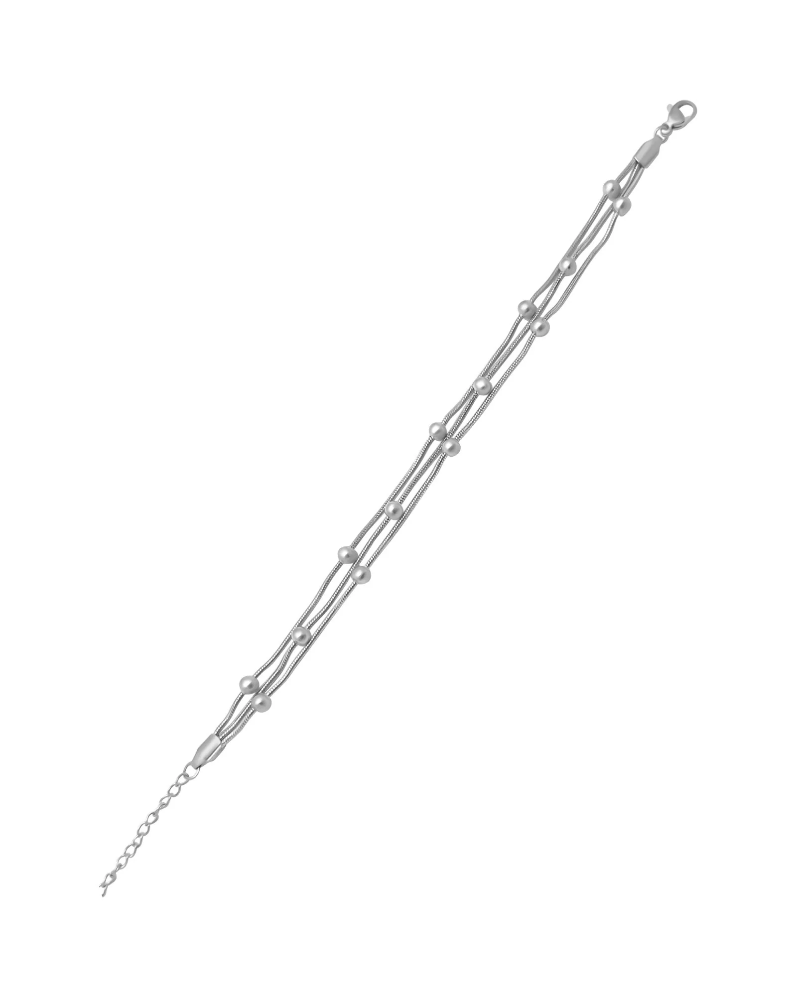 BRACELET EN ACIER TRIPLE MAILLE AVEC BILLES - Image 3