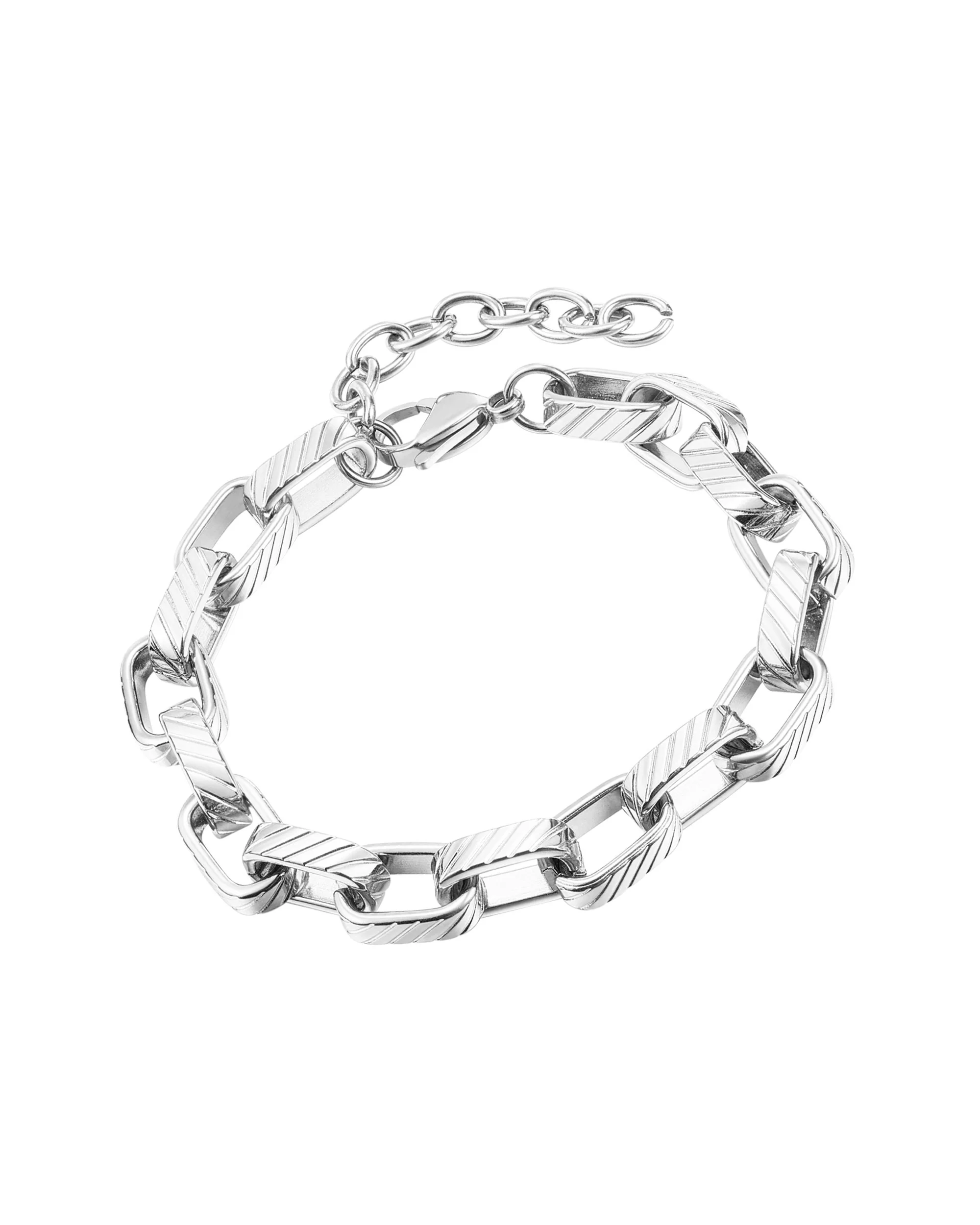 BRACELET EN ACIER GROSSE MAILLE STRIEE