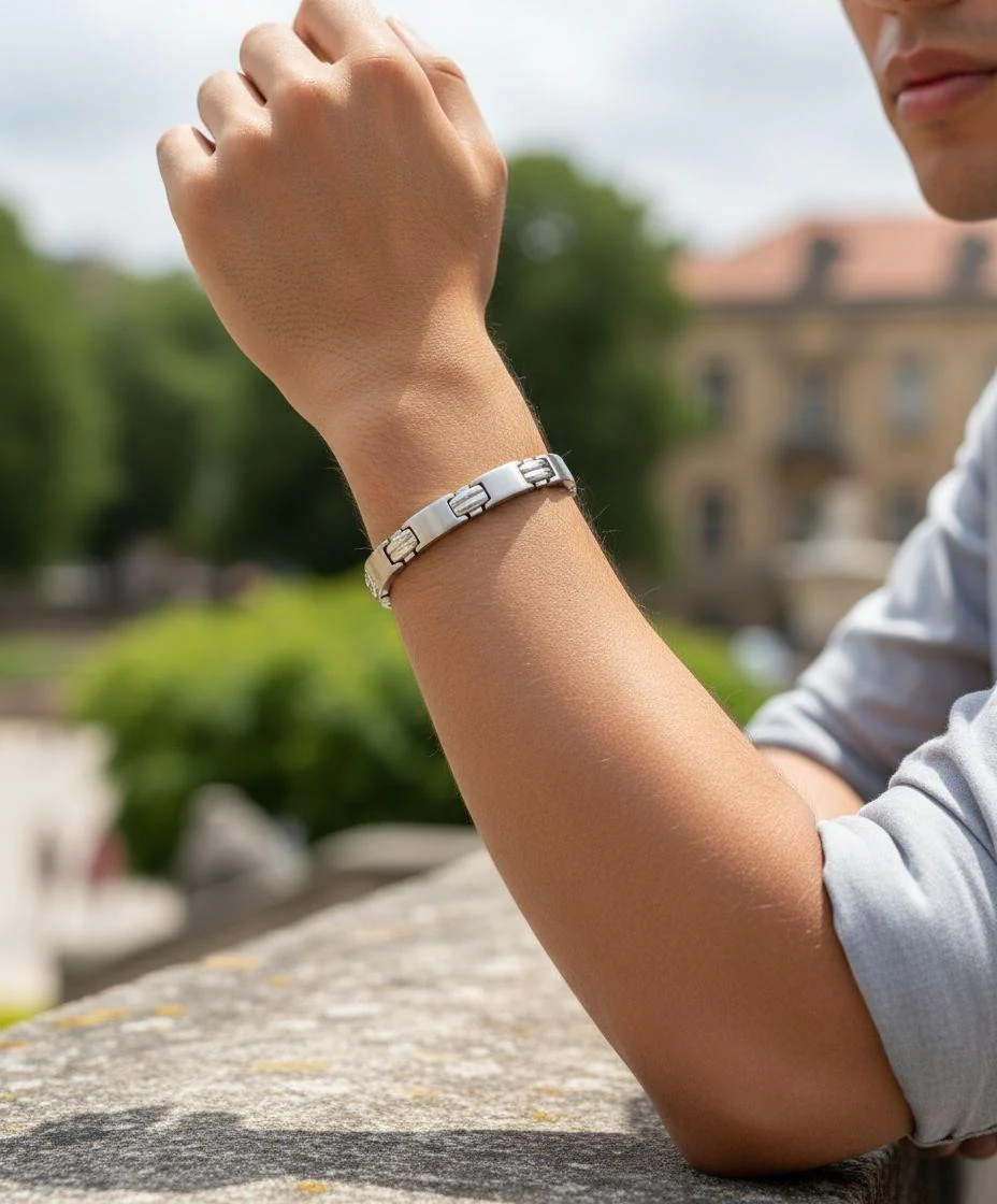 BRACELET EN ACIER MAILLE ARTICULEE - Image 2
