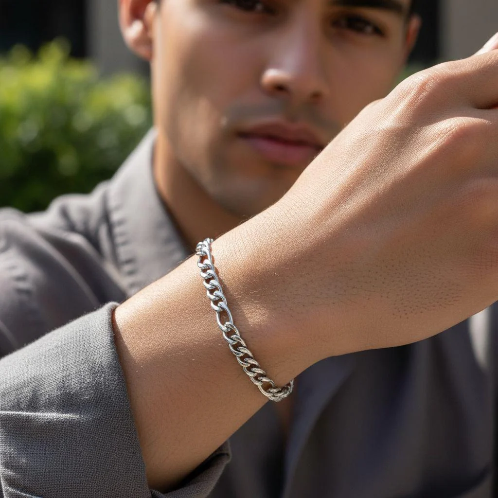 BRACELET EN ACIER MAILLE FIGARO 4,5 MM - Image 2