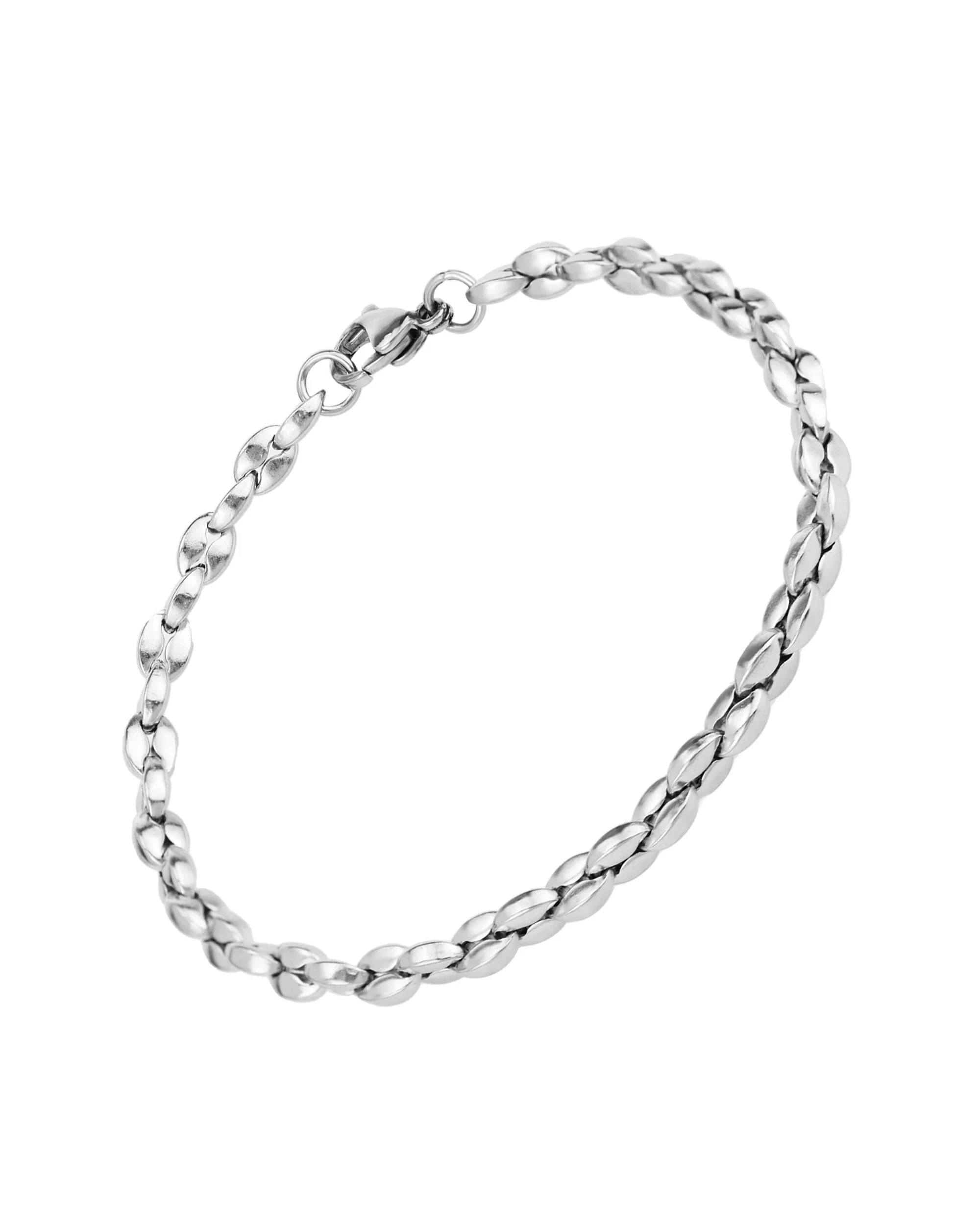 BRACELET EN ACIER MAILLE GRAIN DE CAFE