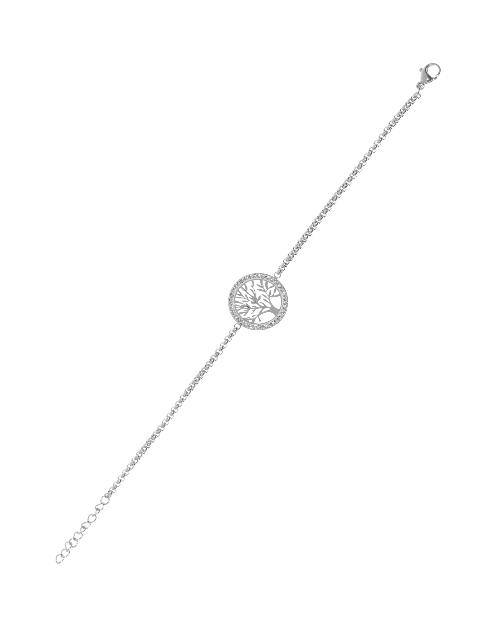 BRACELET EN ACIER MOTIF ARBRE DE VIE CERCLE DE STRASS - Image 3