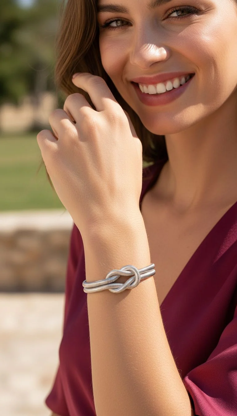 BRACELET EN ACIER ORNE D'UN NOEUD CENTRALE - Image 2