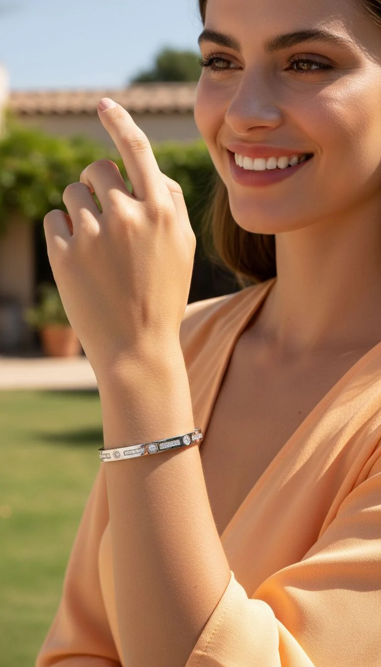 BRACELET EN ACIER RIGIDE AVEC STRASS - Image 2