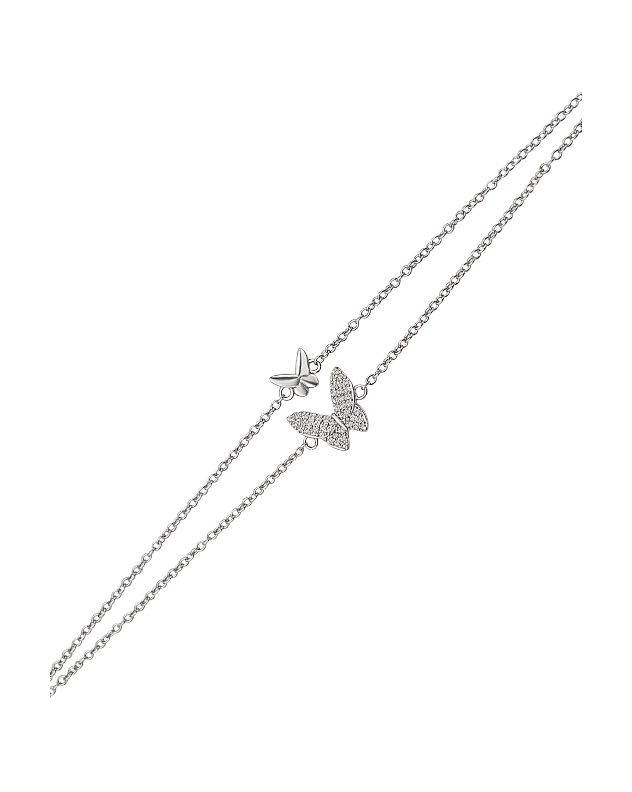 BRACELET EN ARGENT 2 PAPILLONS AVEC PIERRES