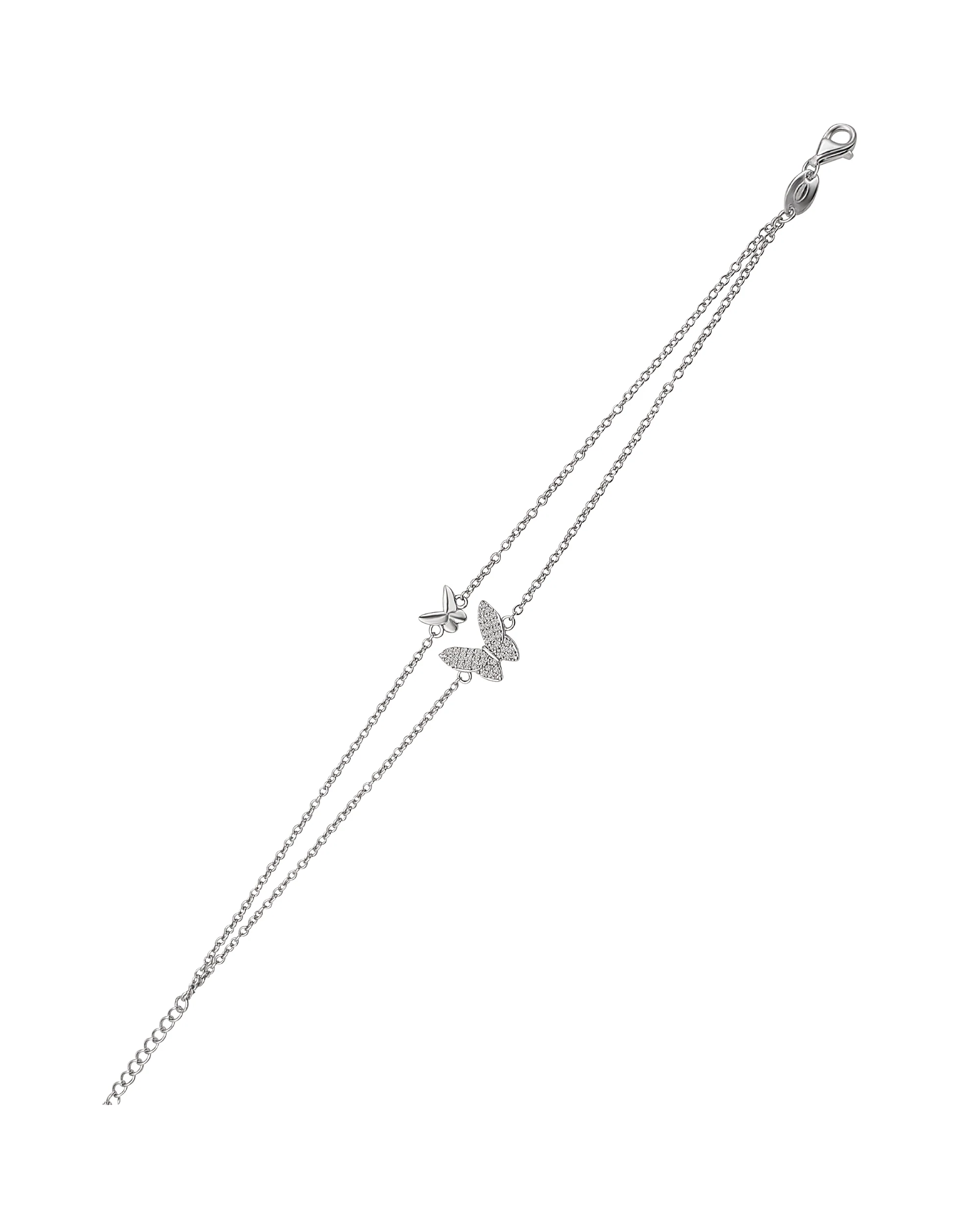 BRACELET EN ARGENT 2 PAPILLONS AVEC PIERRES - Image 3