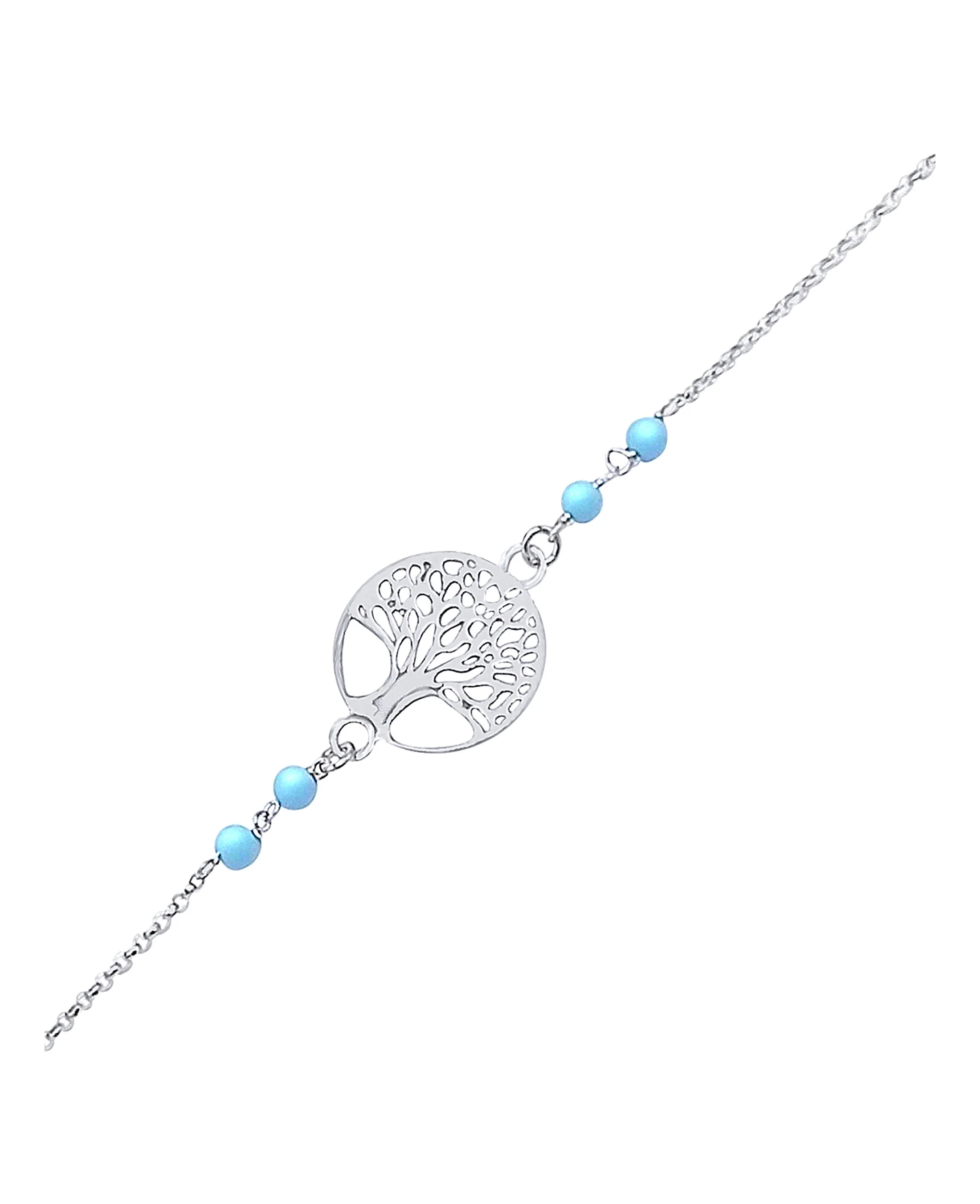 BRACELET EN ARGENT ARBRE DE VIE ET BILLES BLEUES