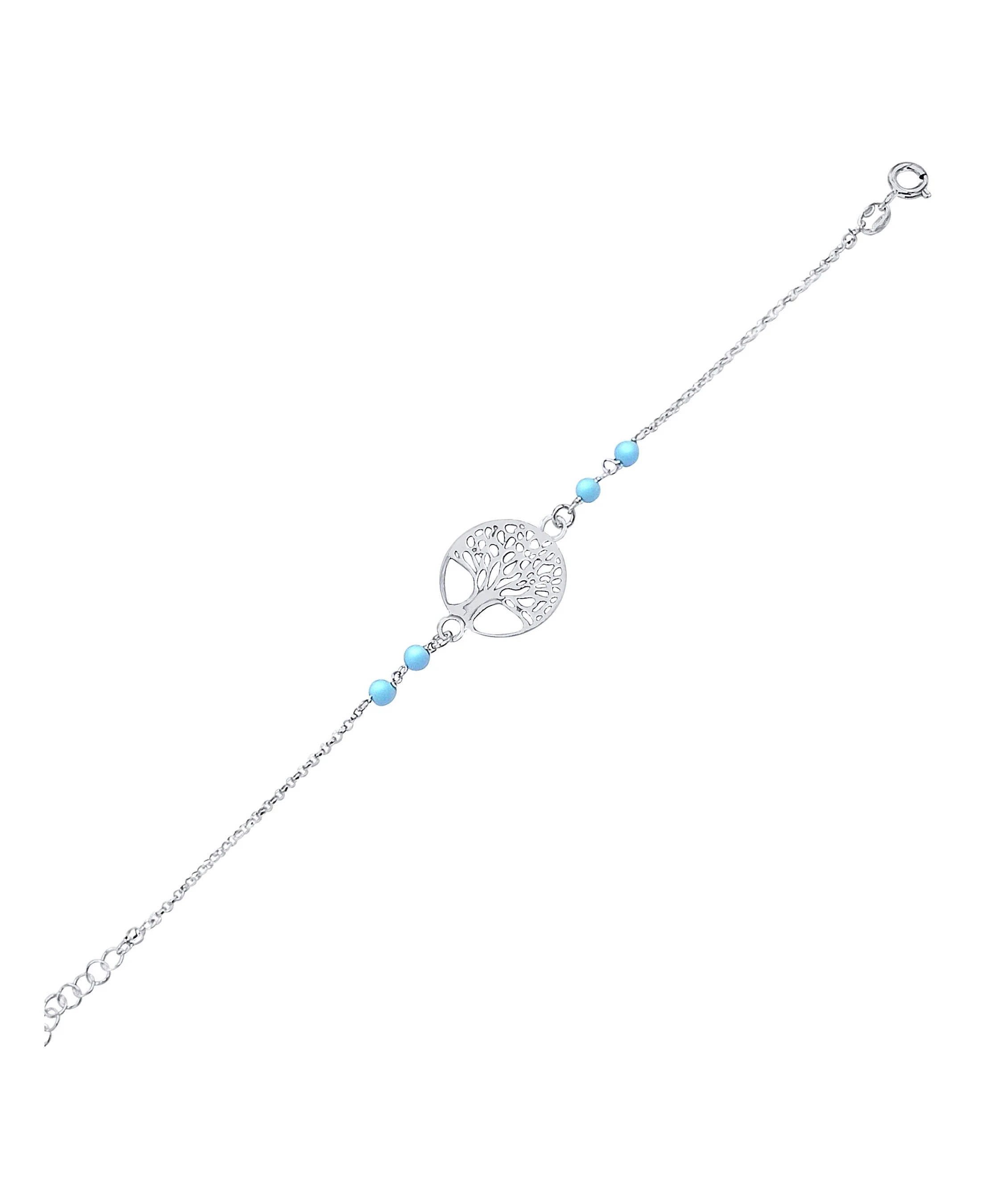 BRACELET EN ARGENT ARBRE DE VIE ET BILLES BLEUES - Image 3