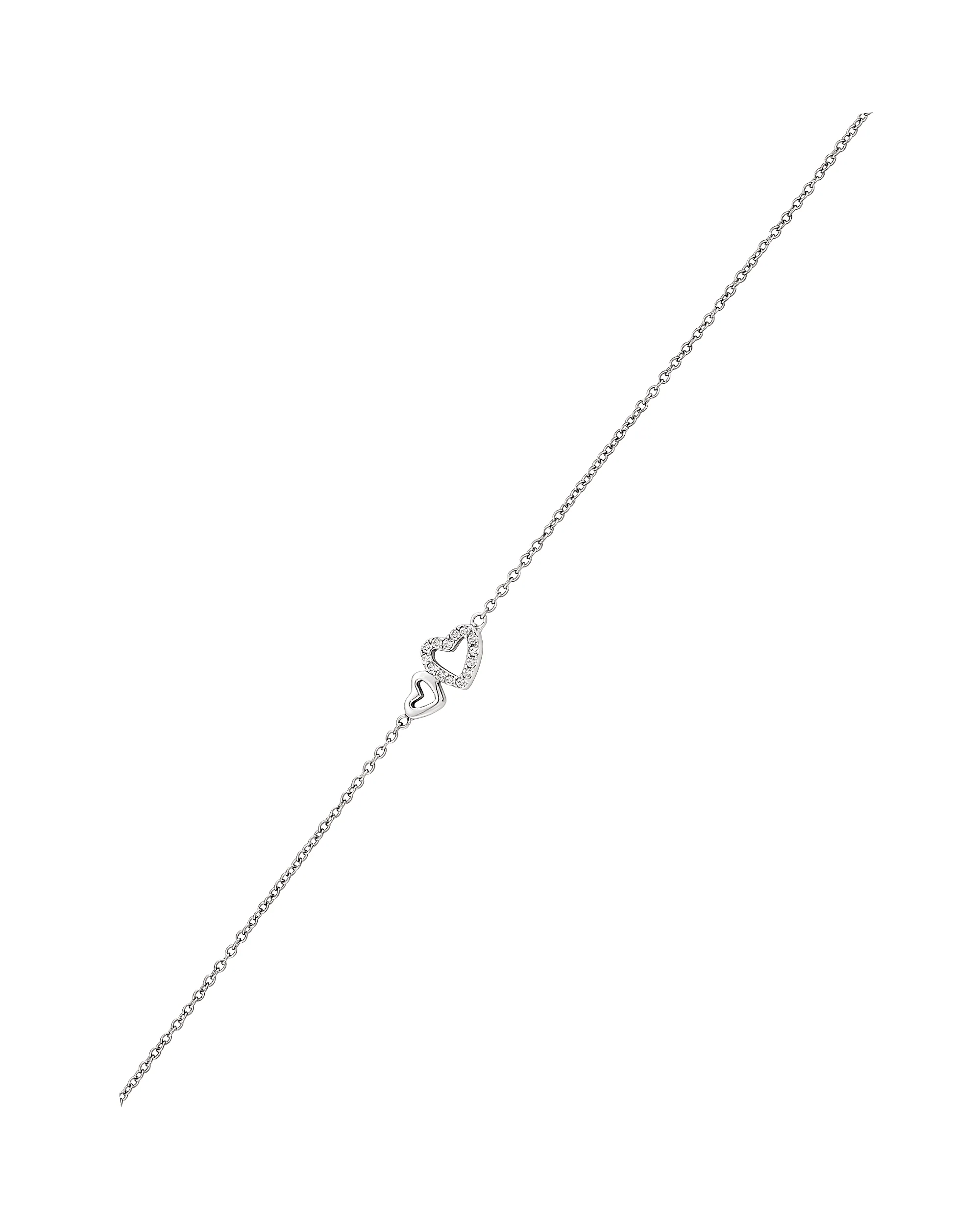 BRACELET EN ARGENT AVEC 2 COEURS ET PIERRES - Image 3