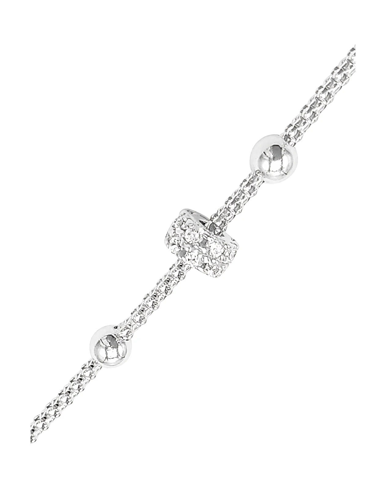 BRACELET EN ARGENT BOULES ET CYLINDRE SERTI DE PIERRES