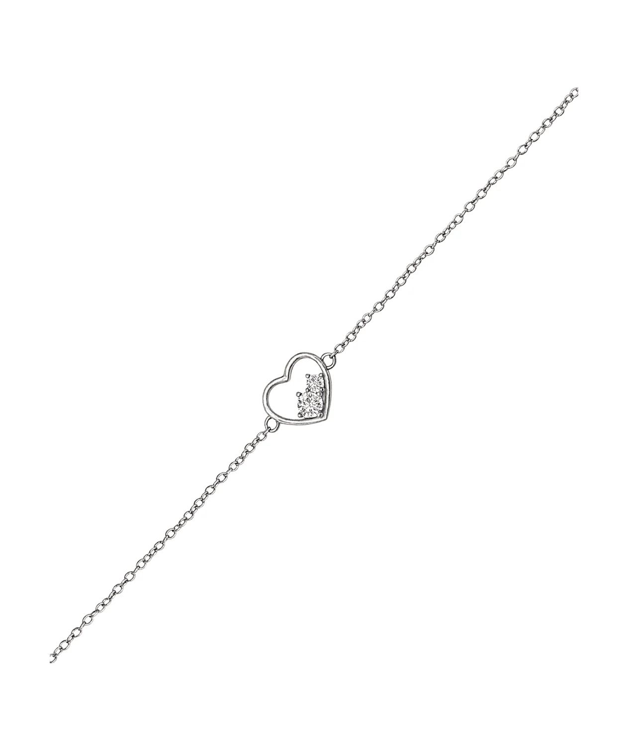 BRACELET EN ARGENT COEUR ET 2 PIERRES