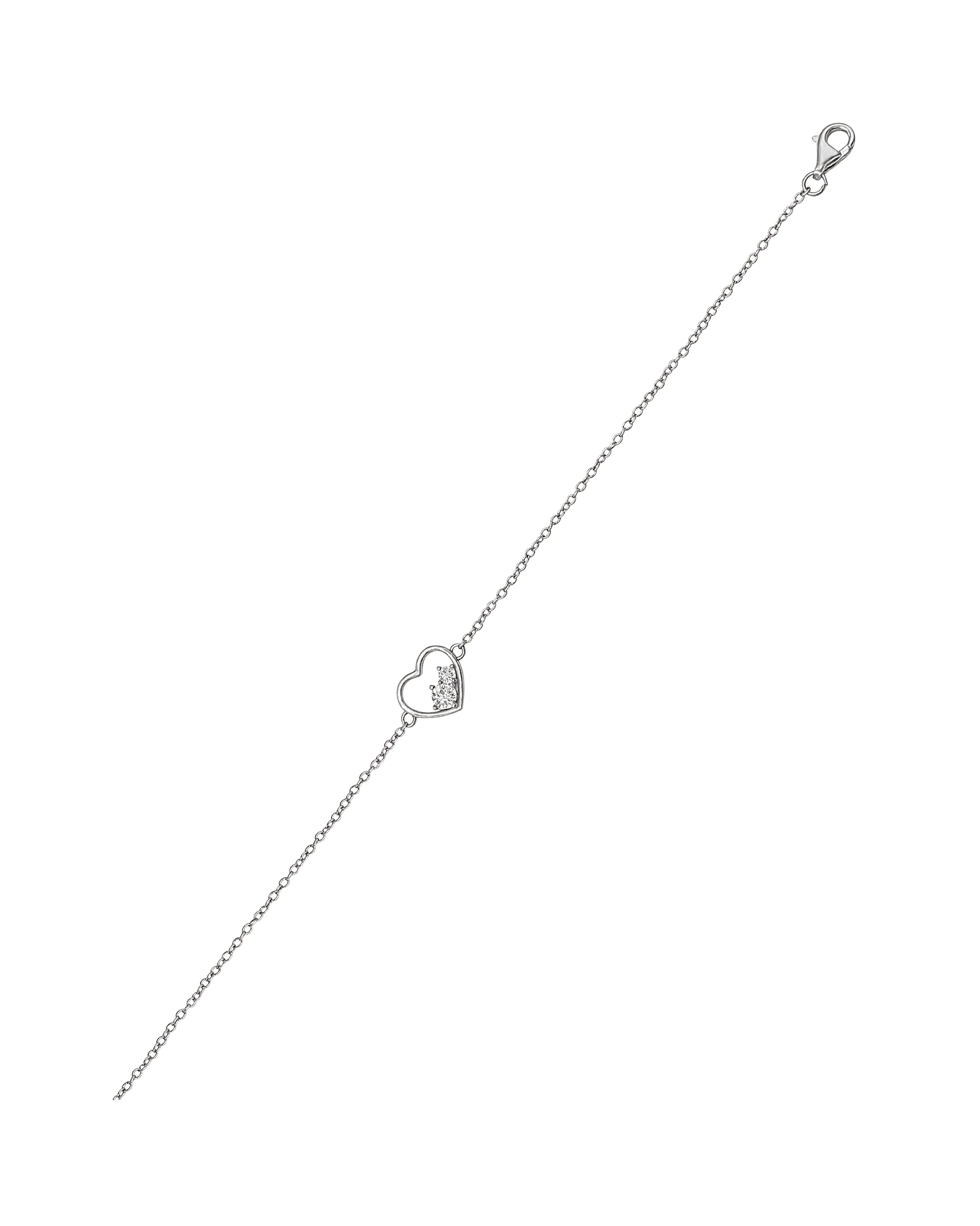 BRACELET EN ARGENT COEUR ET 2 PIERRES - Image 3