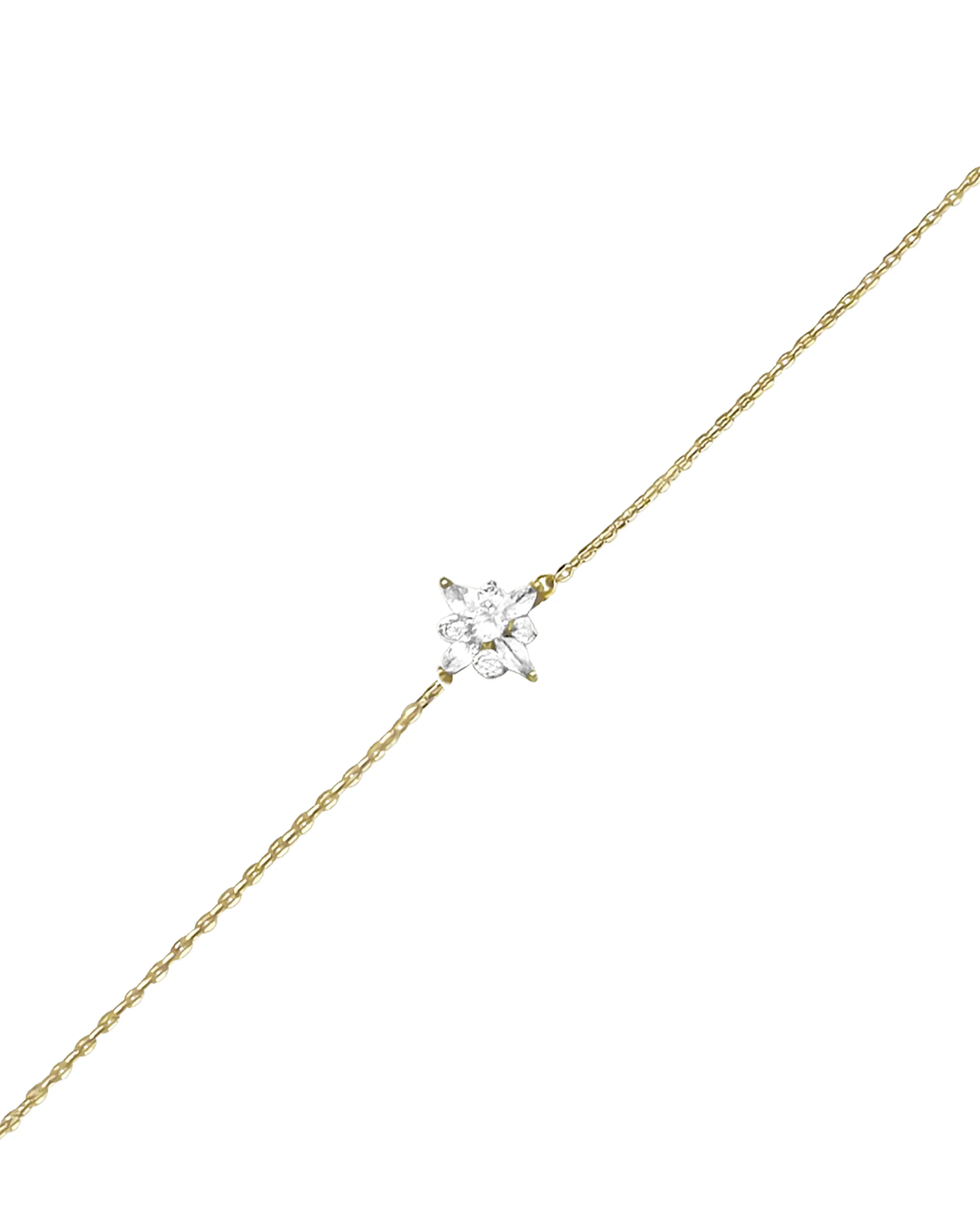 BRACELET EN ARGENT DORE FLEUR EN ZIRCONIUM