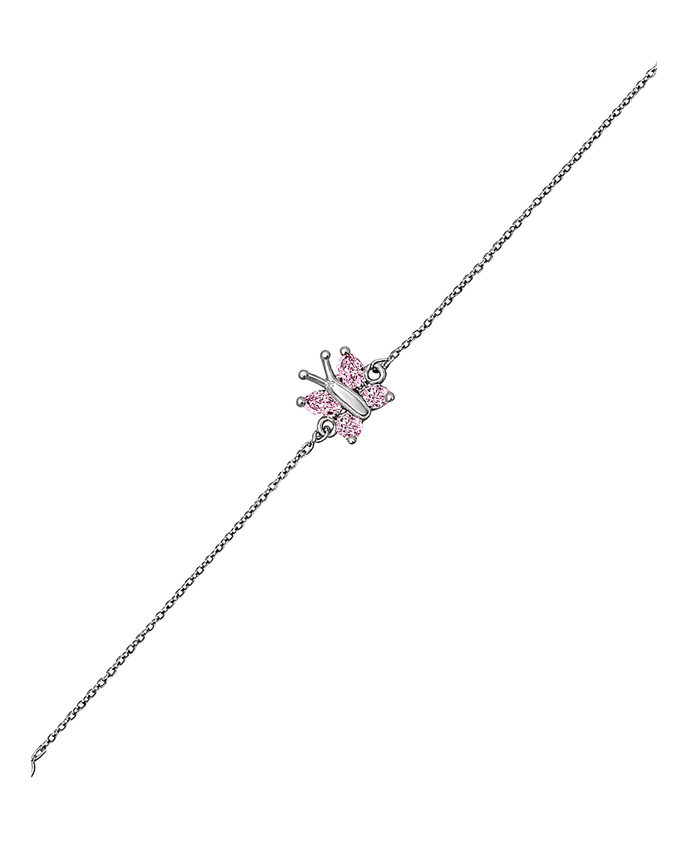 BRACELET EN ARGENT ENFANT  PAPILLON ROSE