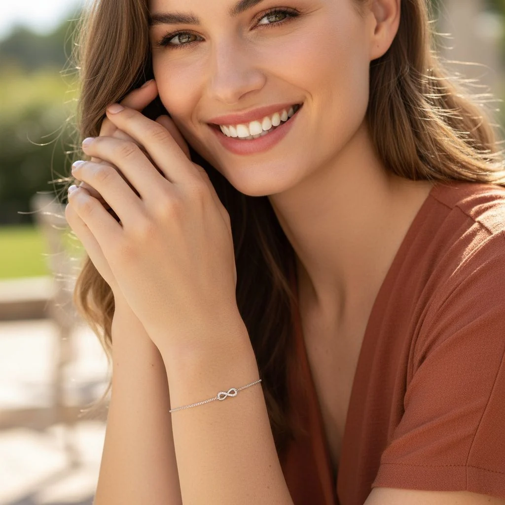 BRACELET EN ARGENT INFINI AVEC PIERRES - Image 2