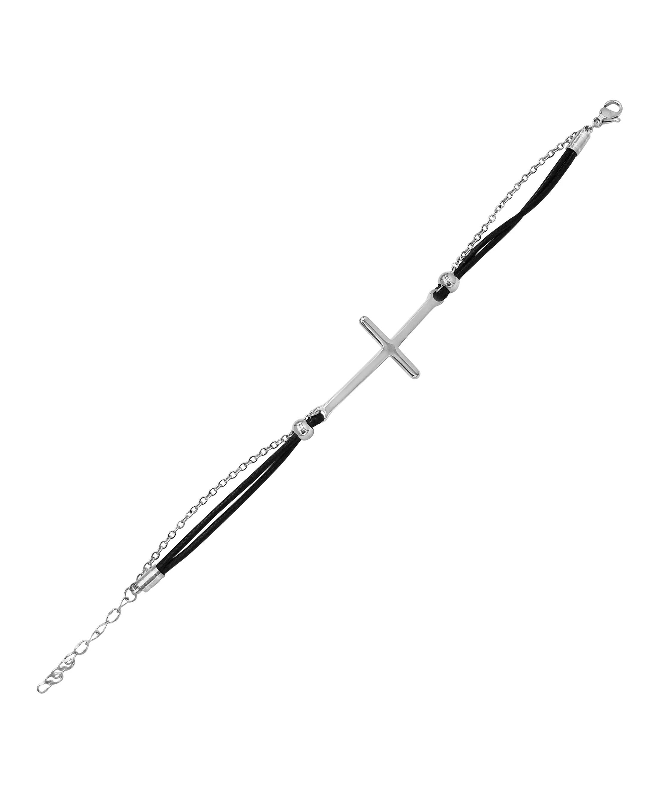 BRACELET EN CORDE AVEC CROIX EN ACIER - Image 4