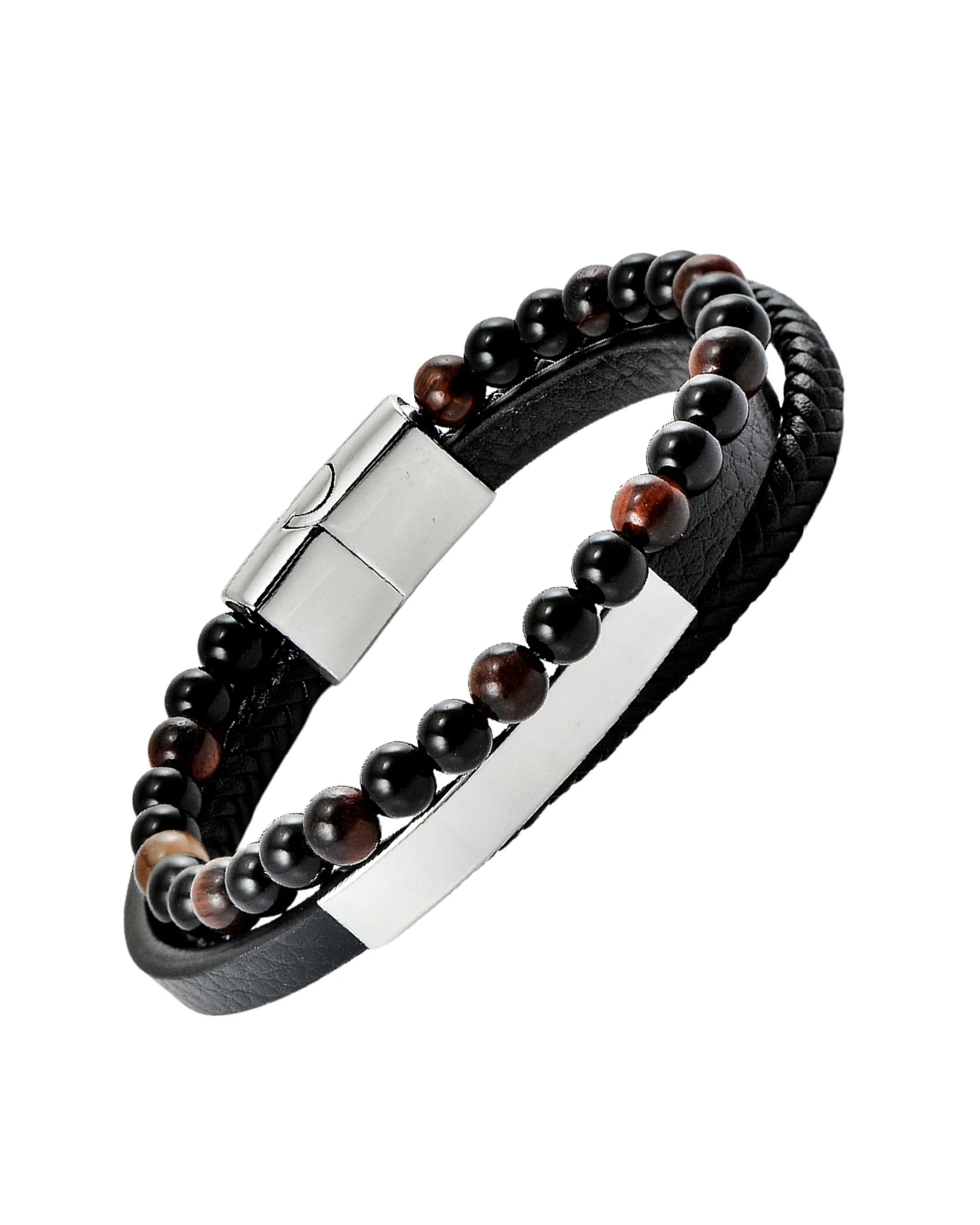 BRACELET CUIR OEIL DE TIGRE - PUISSANCE MASCULIN