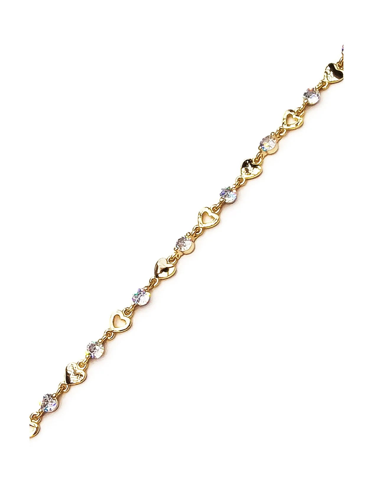 BRACELET EN PLAQUE OR COEURS ET PIERRES