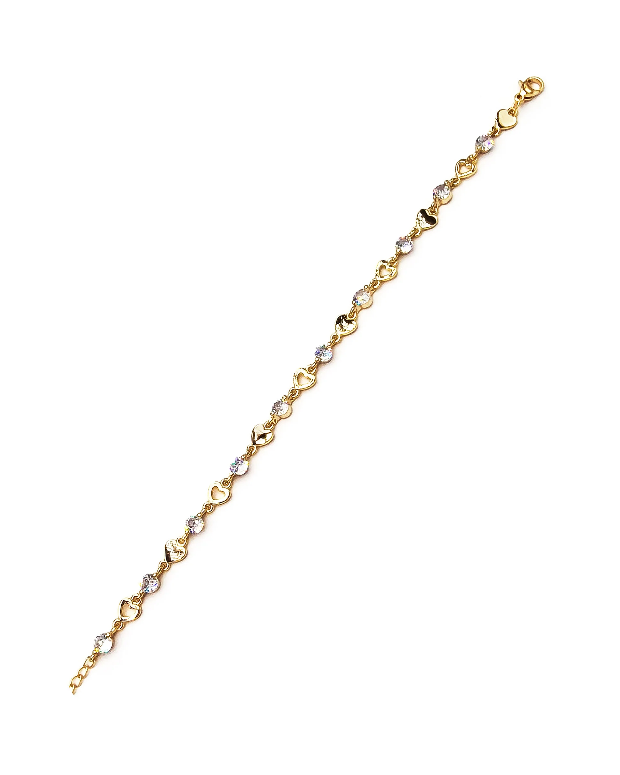 BRACELET EN PLAQUE OR COEURS ET PIERRES - Image 3