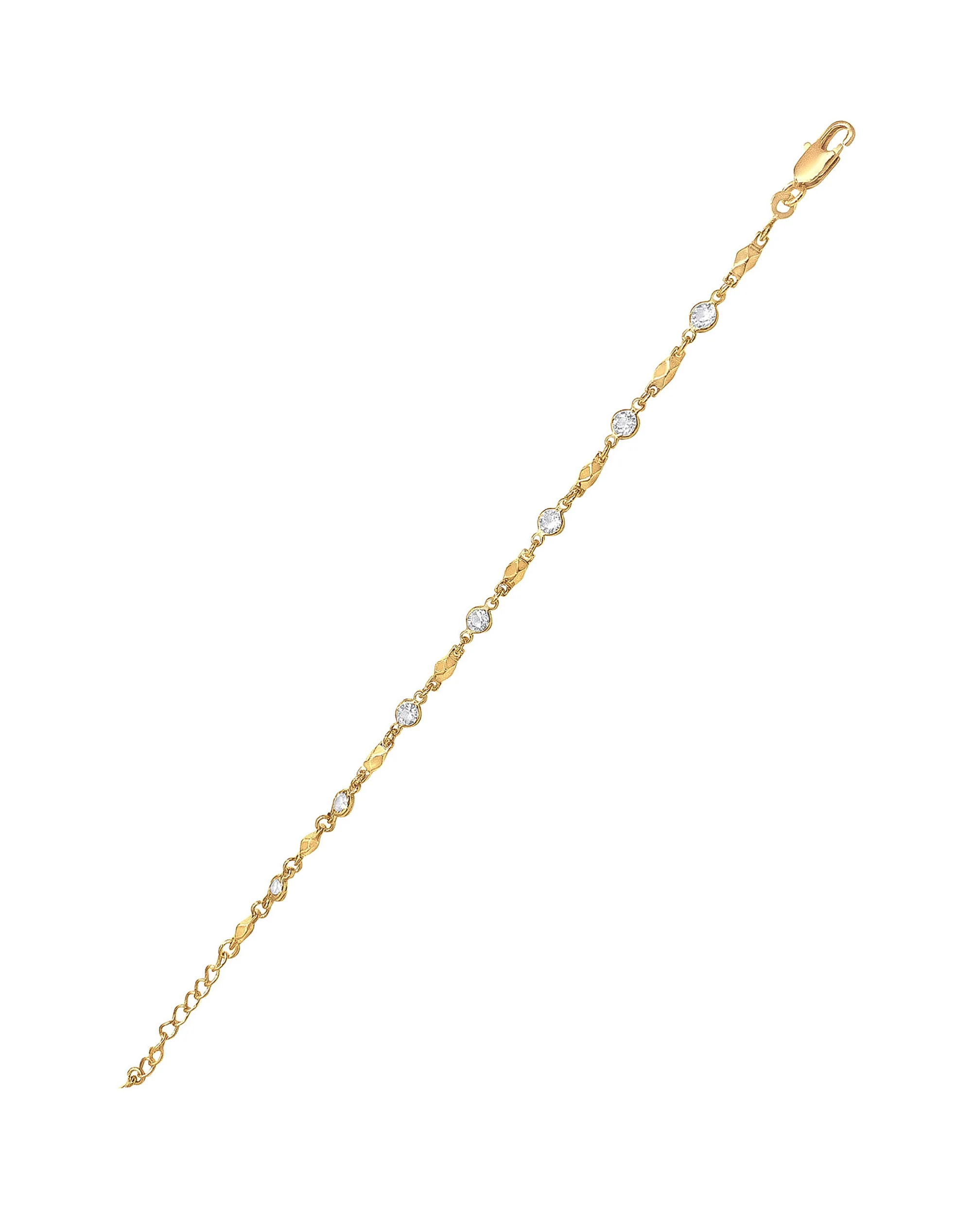 BRACELET EN PLAQUE OR MOTIFS FANTAISIE ET PIERRES - Image 3