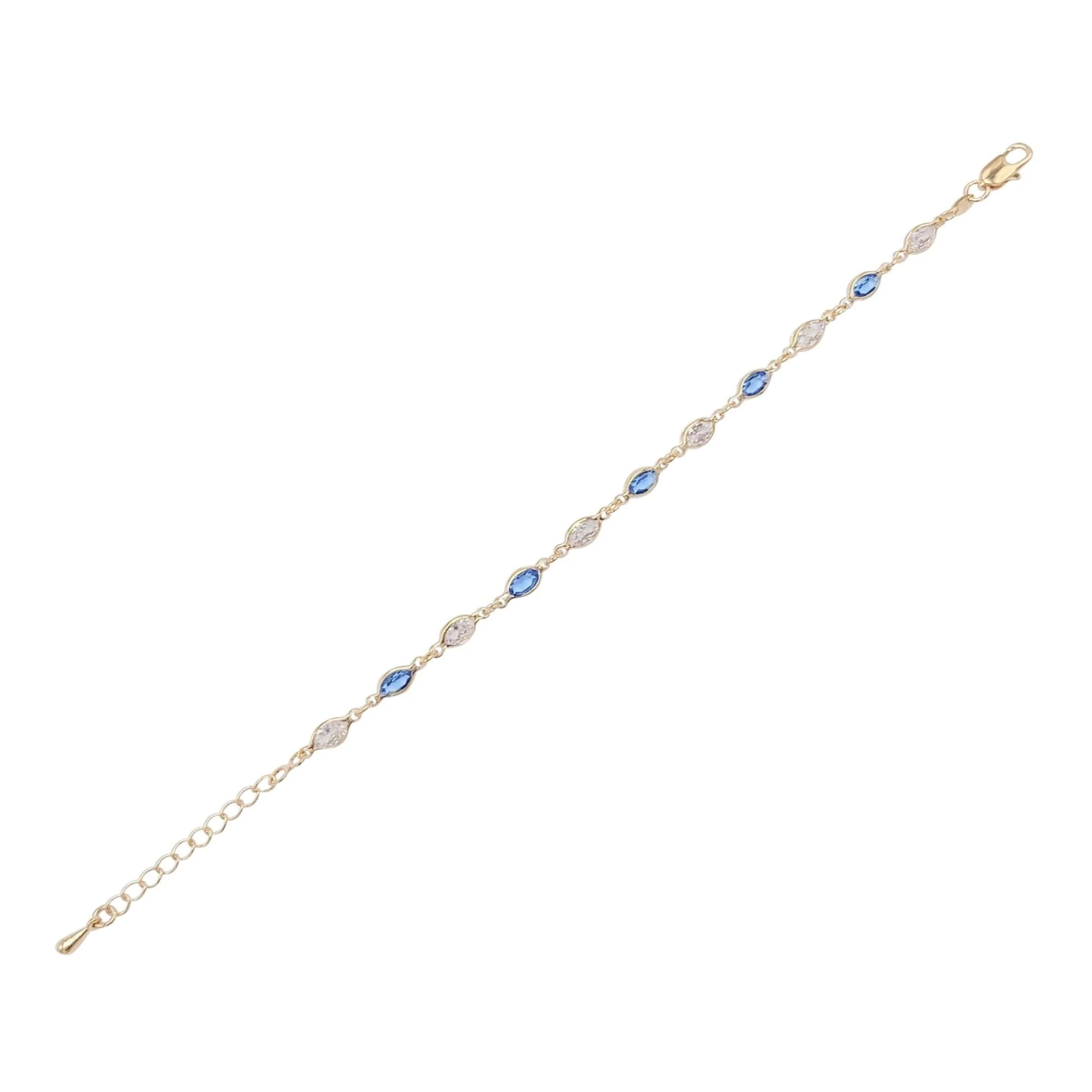 BRACELET EN PLAQUE OR PIERRES BLANCHES ET BLEUES - Image 3