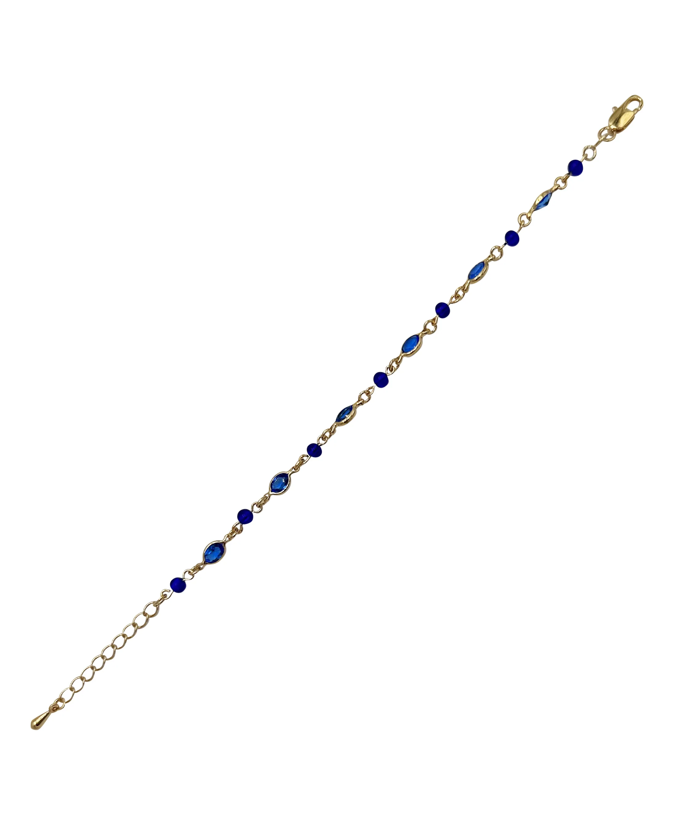 BRACELET EN PLAQUE OR PIERRES ET BILLES BLEUES - Image 3