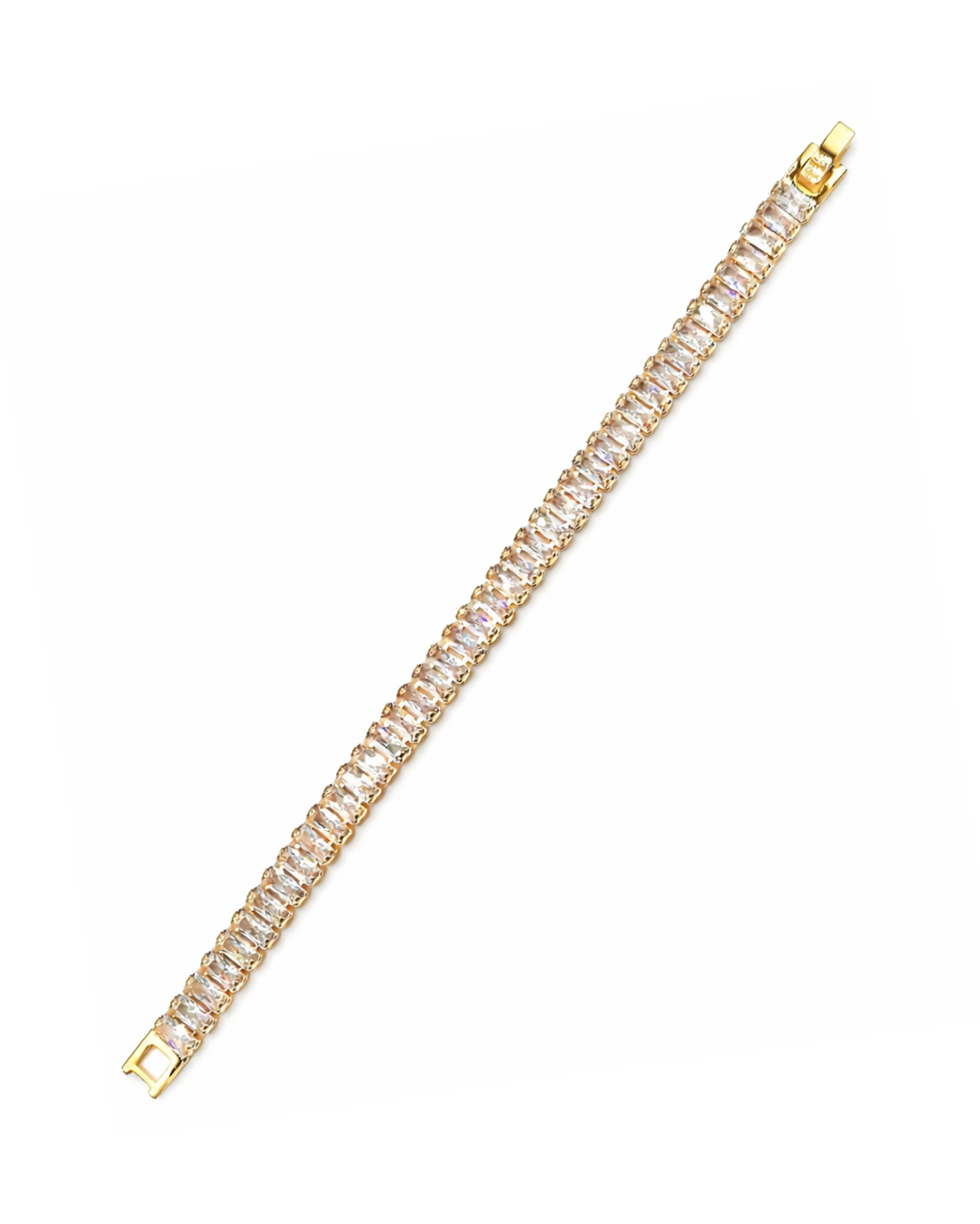 BRACELET EN PLAQUE OR RIVIERE AVEC PIERRES RECTANGLES - Image 3