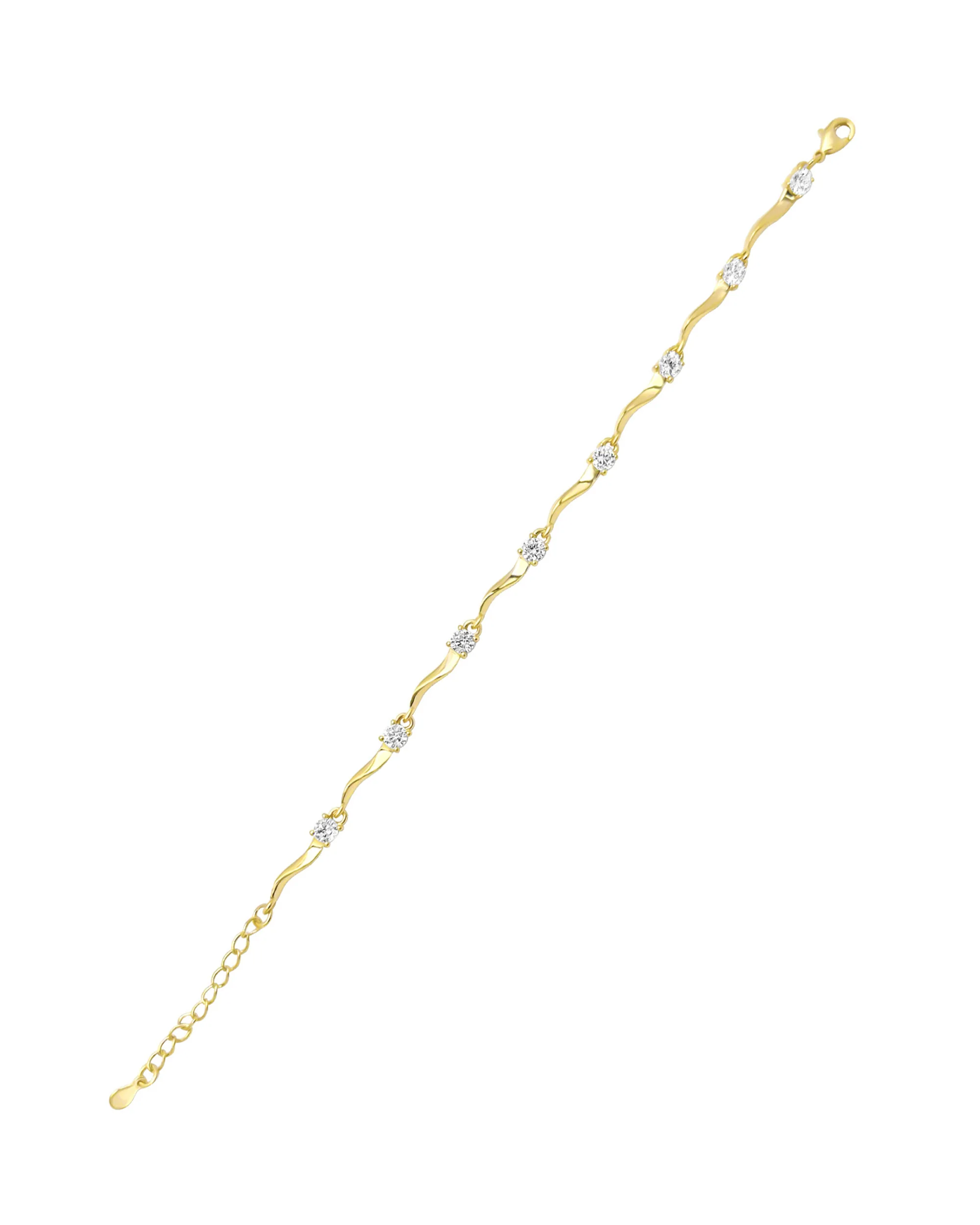 BRACELET EN PLAQUE OR VAGUES AVEC ZIRCONIUM - Image 3