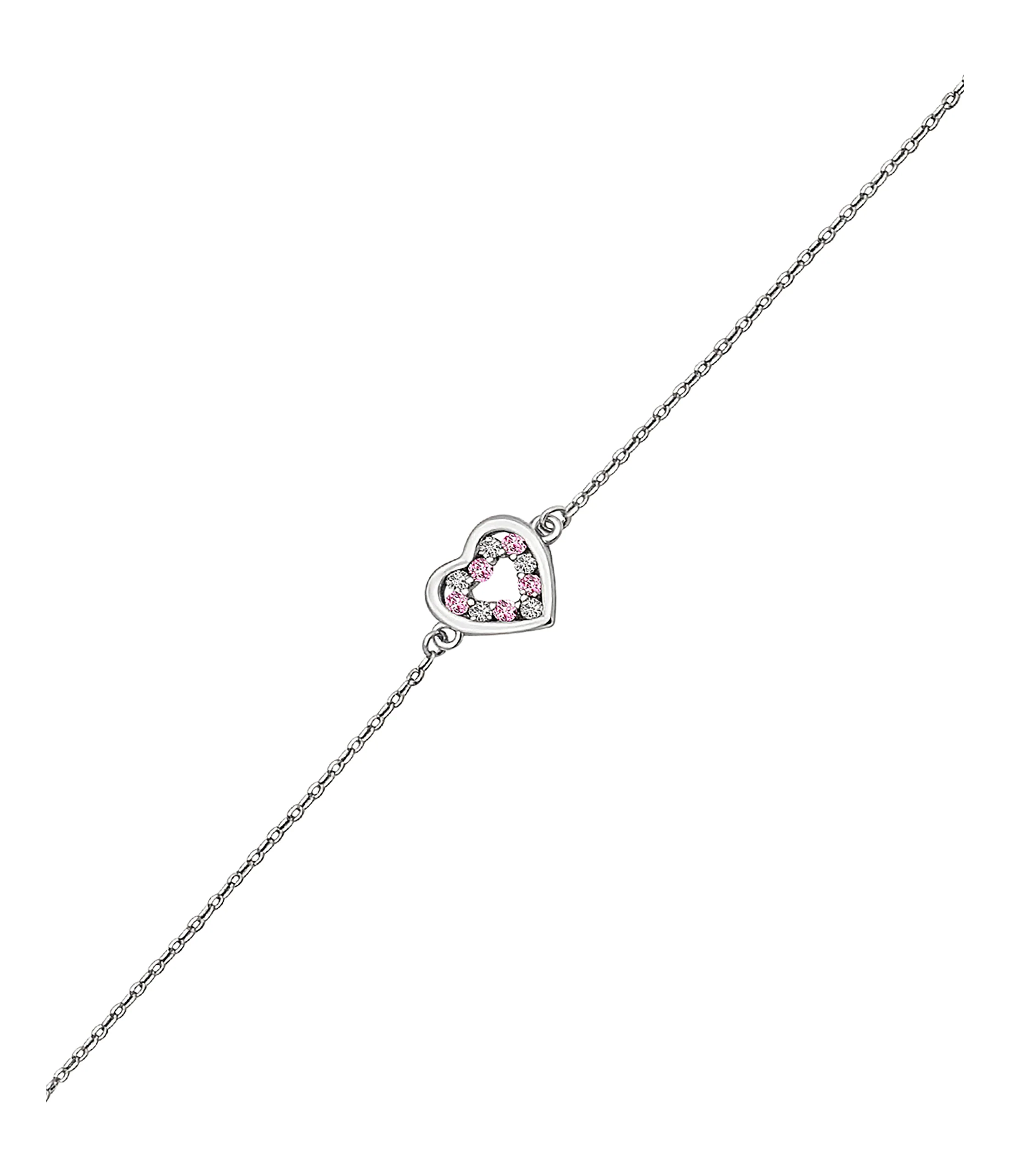 BRACELET ENFANT EN ARGENT COEUR AVEC PIERRES